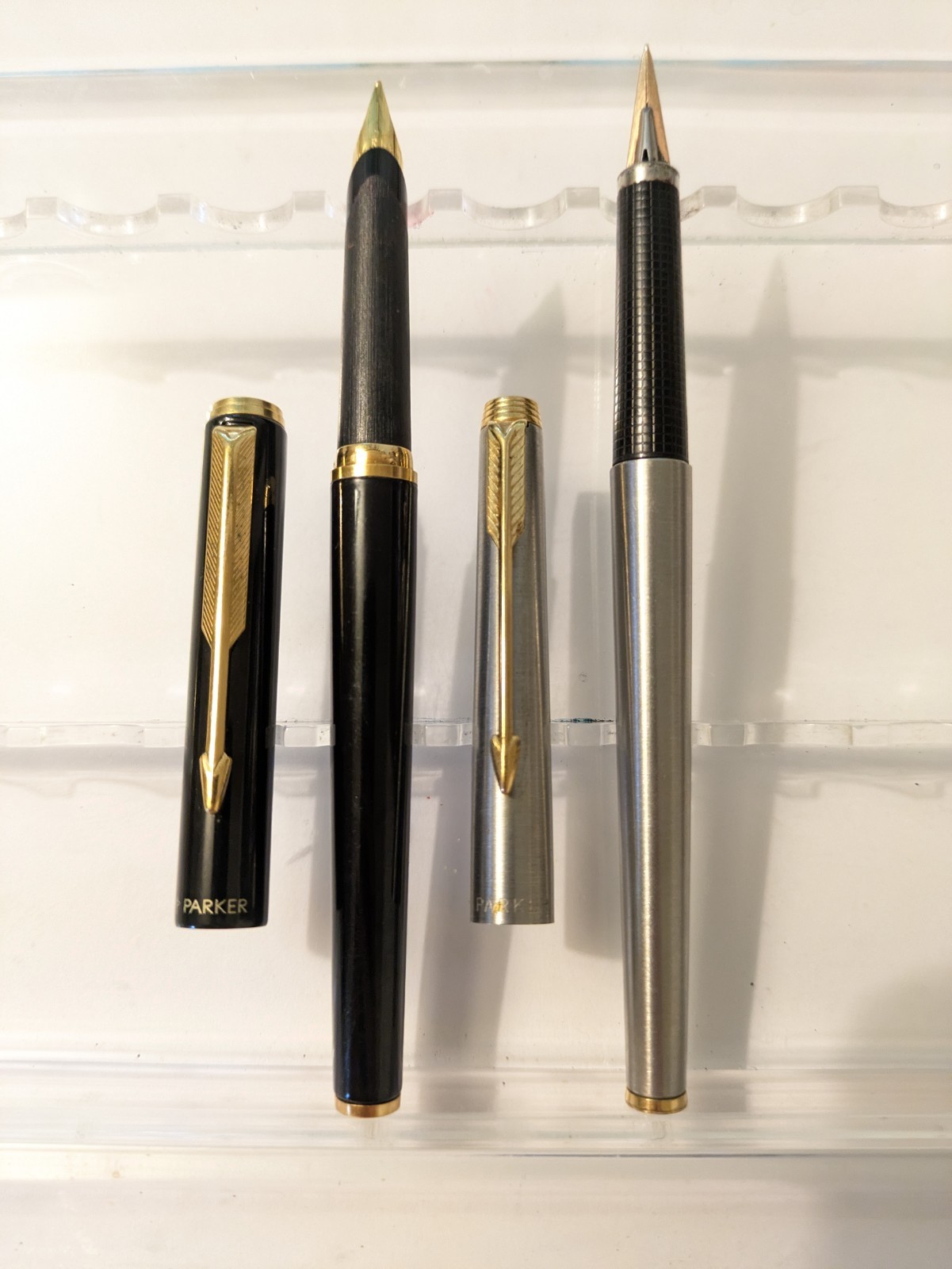 vtg 2x Parker Fountain Pen Lot - 14k F Nib Classic - Steel Gp F Nib 95