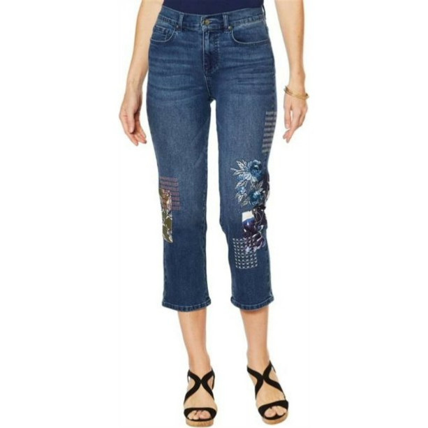 DG2 By Diane Gilman Women\'s Jeans Classic Stretch Embroidered, Indigo, 2