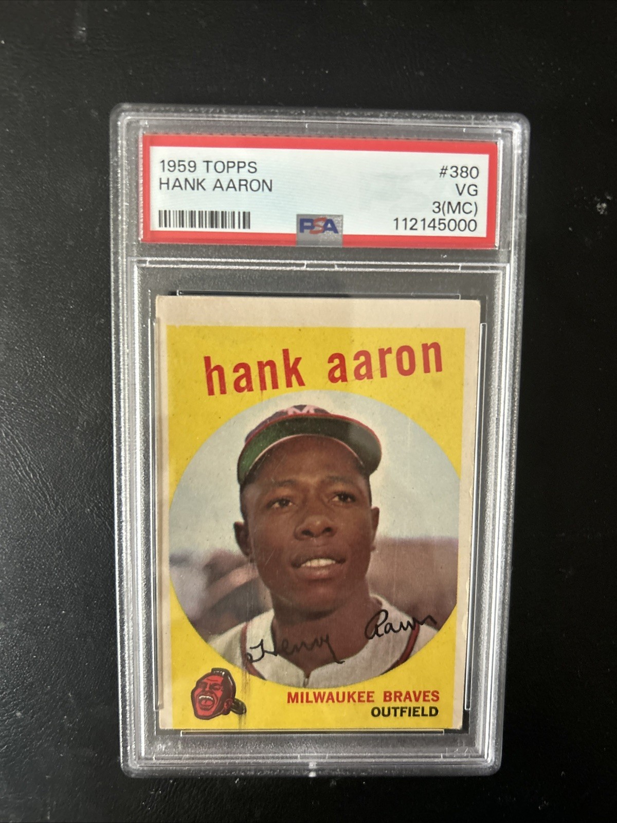 1959 Topps # 380 HANK AARON - PSA 3 VG - HOF MILWAUKEE BRAVES 1959 Topps # 380 HANK AARON - PSA 3 VG - HOF MILWAUKEE BRAVES