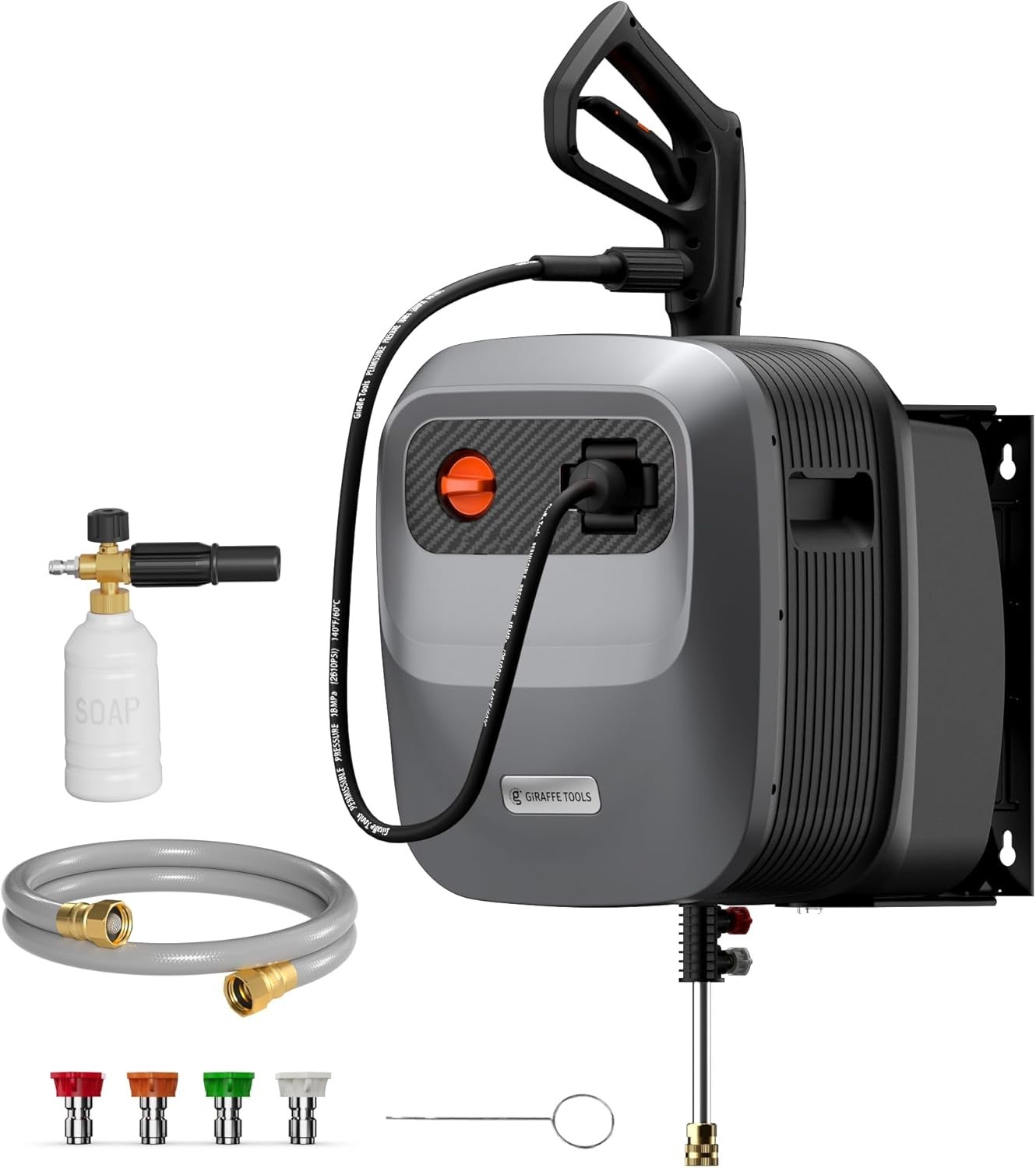 Giraffe Tools Max 2500 PSI Electric Pressure Power Washer 65FT Hose Retractable