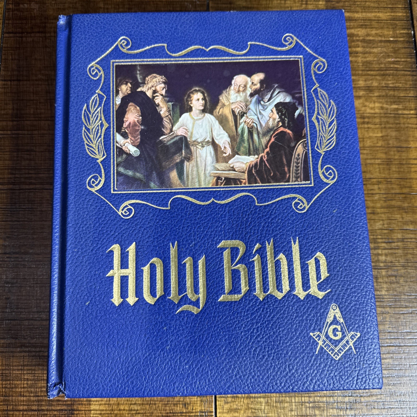 Vtg 1971 Masonic Freemason -Large Holy Bible Blue - With Serenity Bookmark EUC Vtg 1971 Masonic Freemason -Large Holy Bible Blue - With Serenity Bookmark EUC
