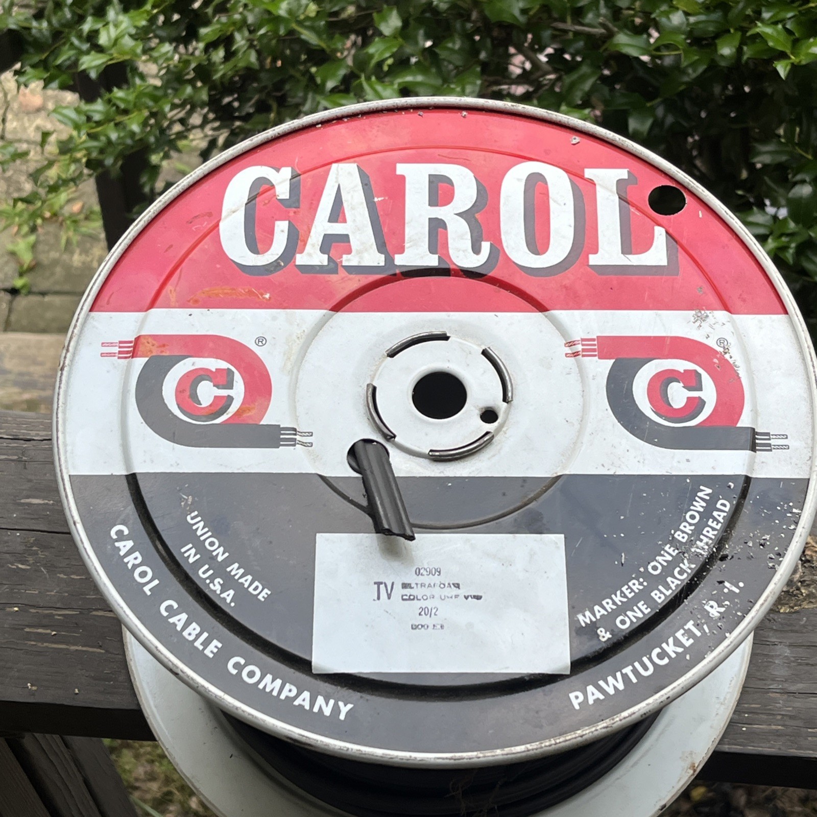 Vintage Carol 20/2 Wire Spool with Wire Carol Cable Co. USA Half Full* Vintage Carol 20/2 Wire Spool with Wire Carol Cable Co. USA Half Full*