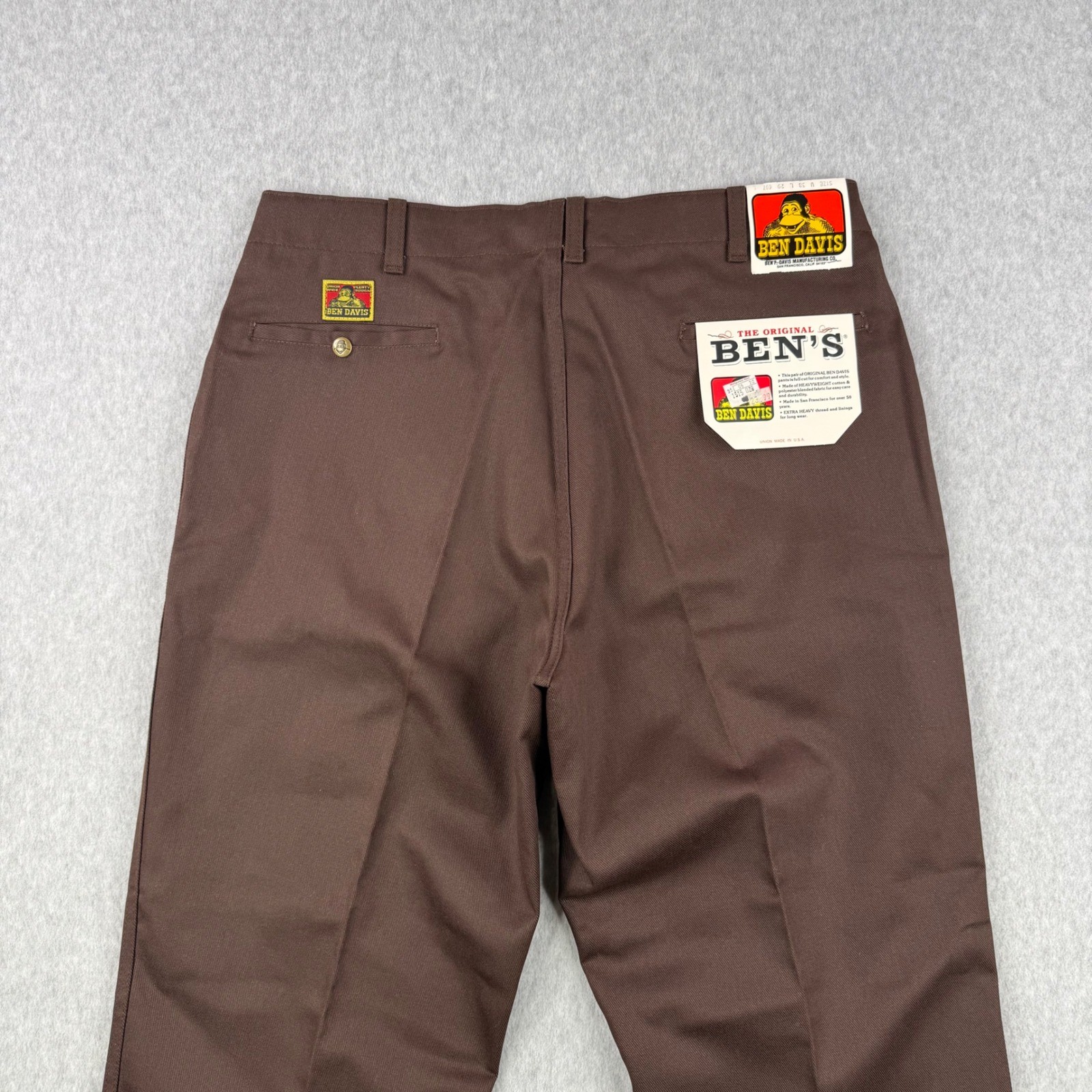 Vintage Ben Davis Pants Mens 38x29 Brown Twill Yellow Tag 80s Union Made In USA Vintage Ben Davis Pants Mens 38x29 Brown Twill Yellow Tag 80s Union Made In USA
