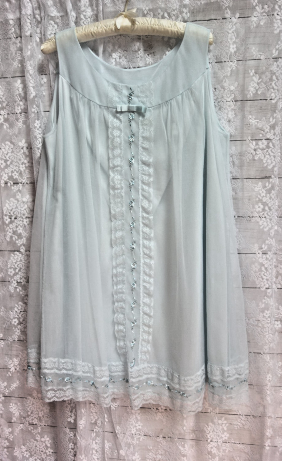 Vintage 1960\'s Shadowline Nightgown Babydoll Light Blue Layered Nylon Size L Vintage 1960\'s Shadowline Nightgown Babydoll Light Blue Layered Nylon Size L