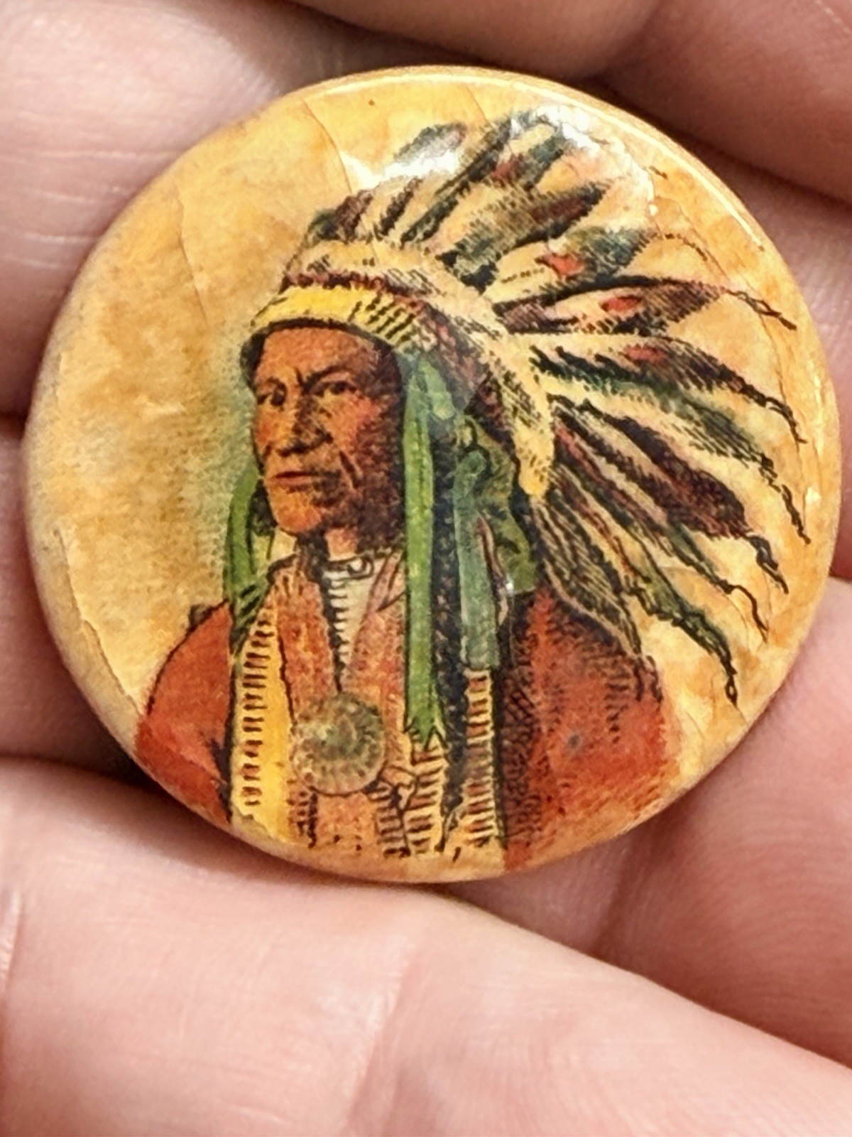 Native American Indian Cheif Pin Back Button Native American Indian Cheif Pin Back Button