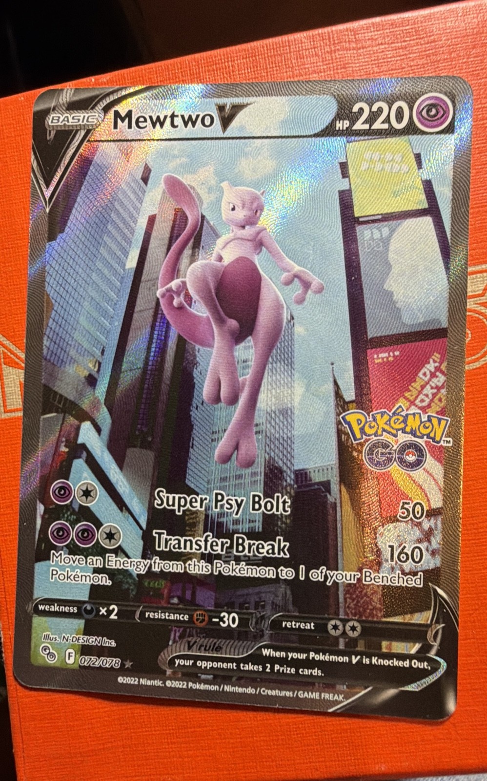 Mewtwo V (Alternate Full Art) 072/078 Pokémon GO Holo Mewtwo V (Alternate Full Art) 072/078 Pokémon GO Holo