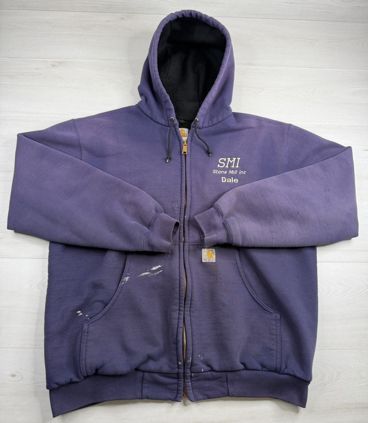 Vtg Carhartt J149 Jacket Full Zip Thermal Lined Faded Distressed Paint Marks L Vtg Carhartt J149 Jacket Full Zip Thermal Lined Faded Distressed Paint Marks L
