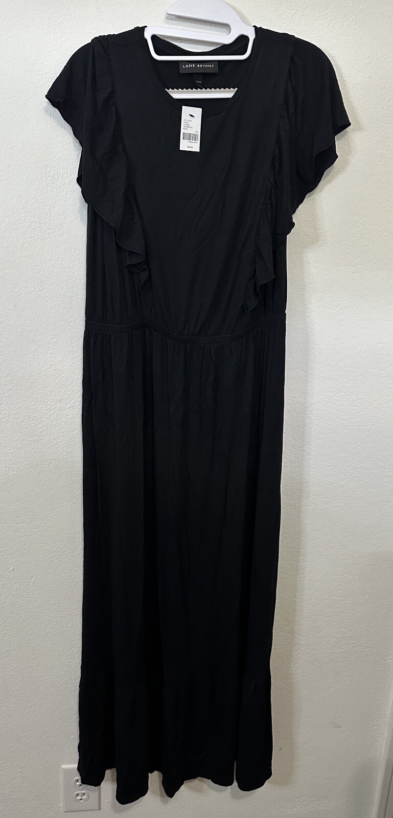 Lane Bryant Black Fluttered Sleeve Round Neck Maxi Dress Size 10/12 Lane Bryant Black Fluttered Sleeve Round Neck Maxi Dress Size 10/12