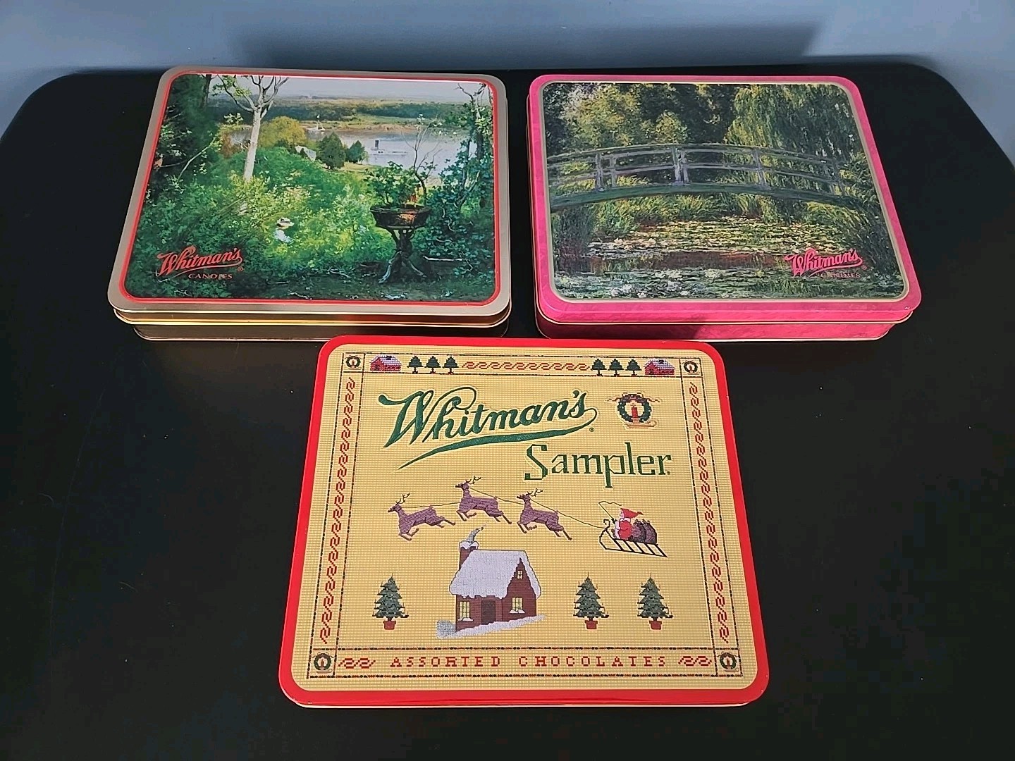 Whitman’s Chocolate Tins Lot of 3 Innes Hudson @ Milton Monet Japanese Footbridg Whitman’s Chocolate Tins Lot of 3 Innes Hudson @ Milton Monet Japanese Footbridg