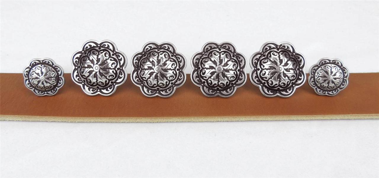 Set of 6_JEREMIAH WATT_Saddle Trim WESTERN CONCHO_Wood Screw Back_4_1.50