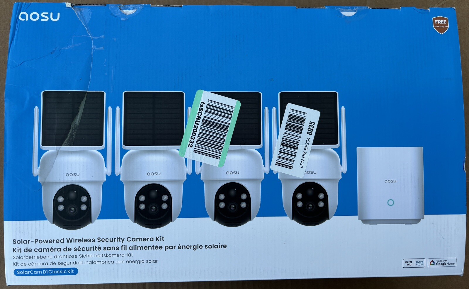 Security Cameras Outdoor Wireless, 4 Cam Kit, Solar Powered.360 Pan NEW(Open Box Security Cameras Outdoor Wireless, 4 Cam Kit, Solar Powered.360 Pan NEW(Open Box