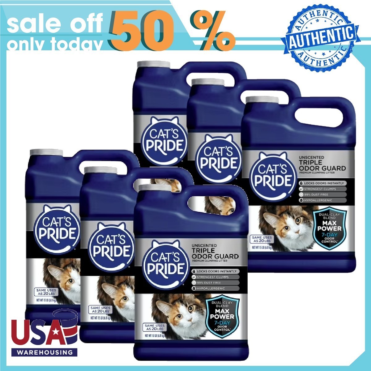 Cat\'s Pride Max Power Triple Odor Guard Unscented Clumping Cat Litter,6 pack Cat\'s Pride Max Power Triple Odor Guard Unscented Clumping Cat Litter,6 pack