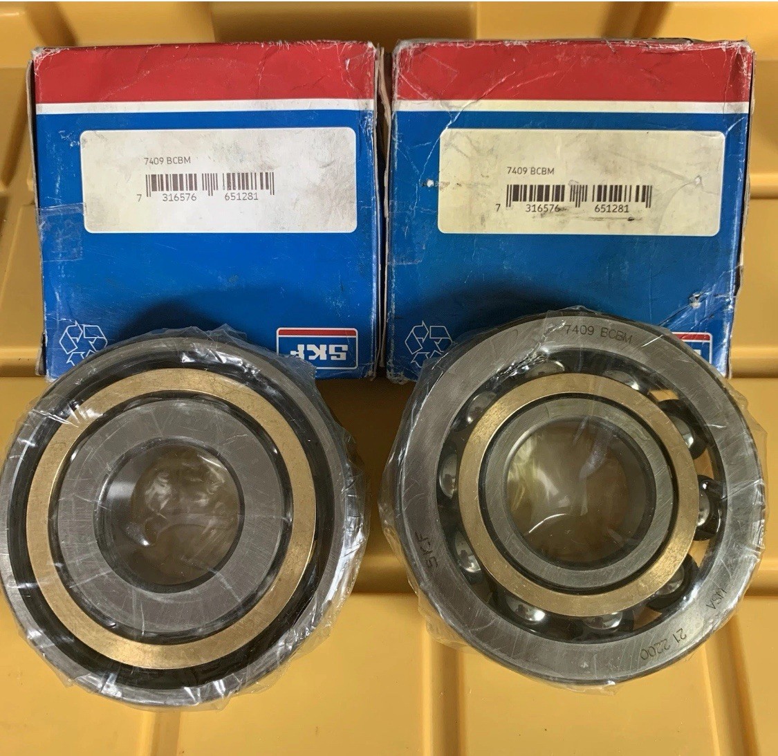 SKF 7409 BCBM Single Row Angular Contact Ball Bearing, 40° Contact Angle