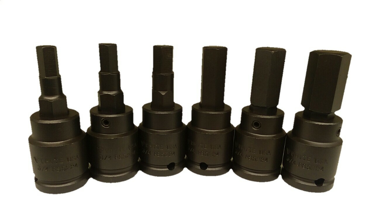 WHITE-USA 6pc ALLEN BIT SET 1/2 WHITE-USA 6pc ALLEN BIT SET 1/2