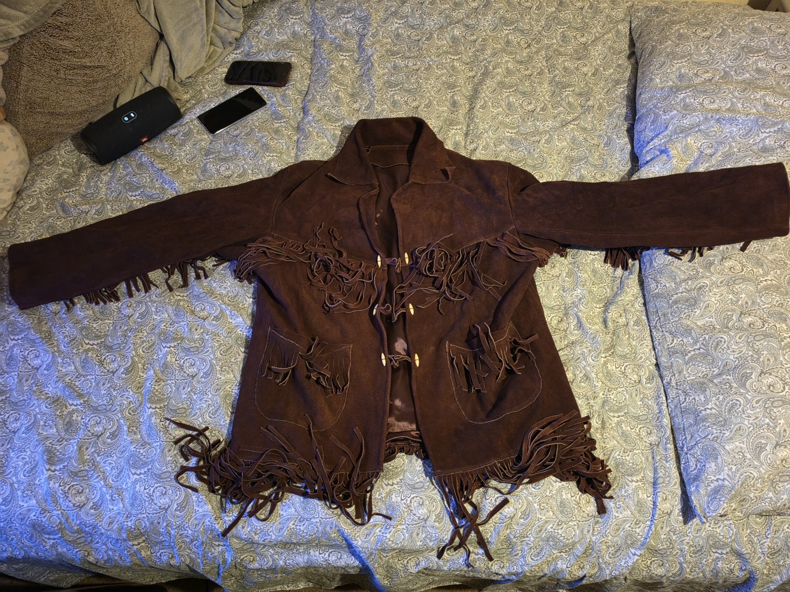 vintage 1970s suede fringe western jacket xl