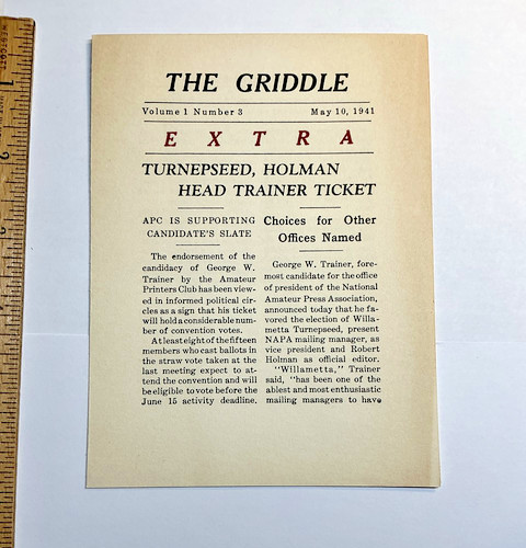 1941 The Griddle Vol 1 No 3 NAPA Election Extra Amateur Press Journal
