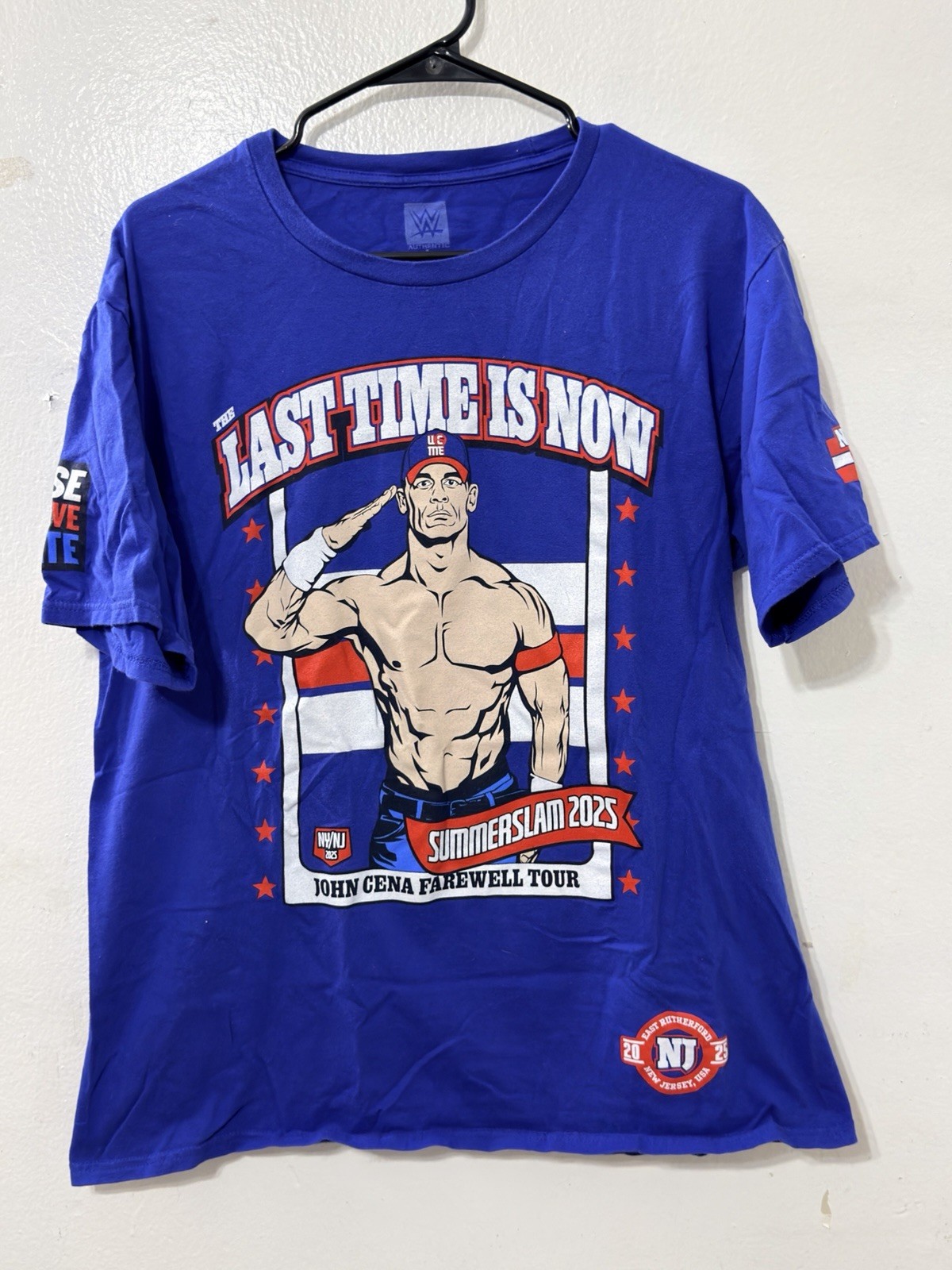 WWE Authentic John Cena Farewell Tour SummerSlam 2025 Blue T-Shirt Men’s L