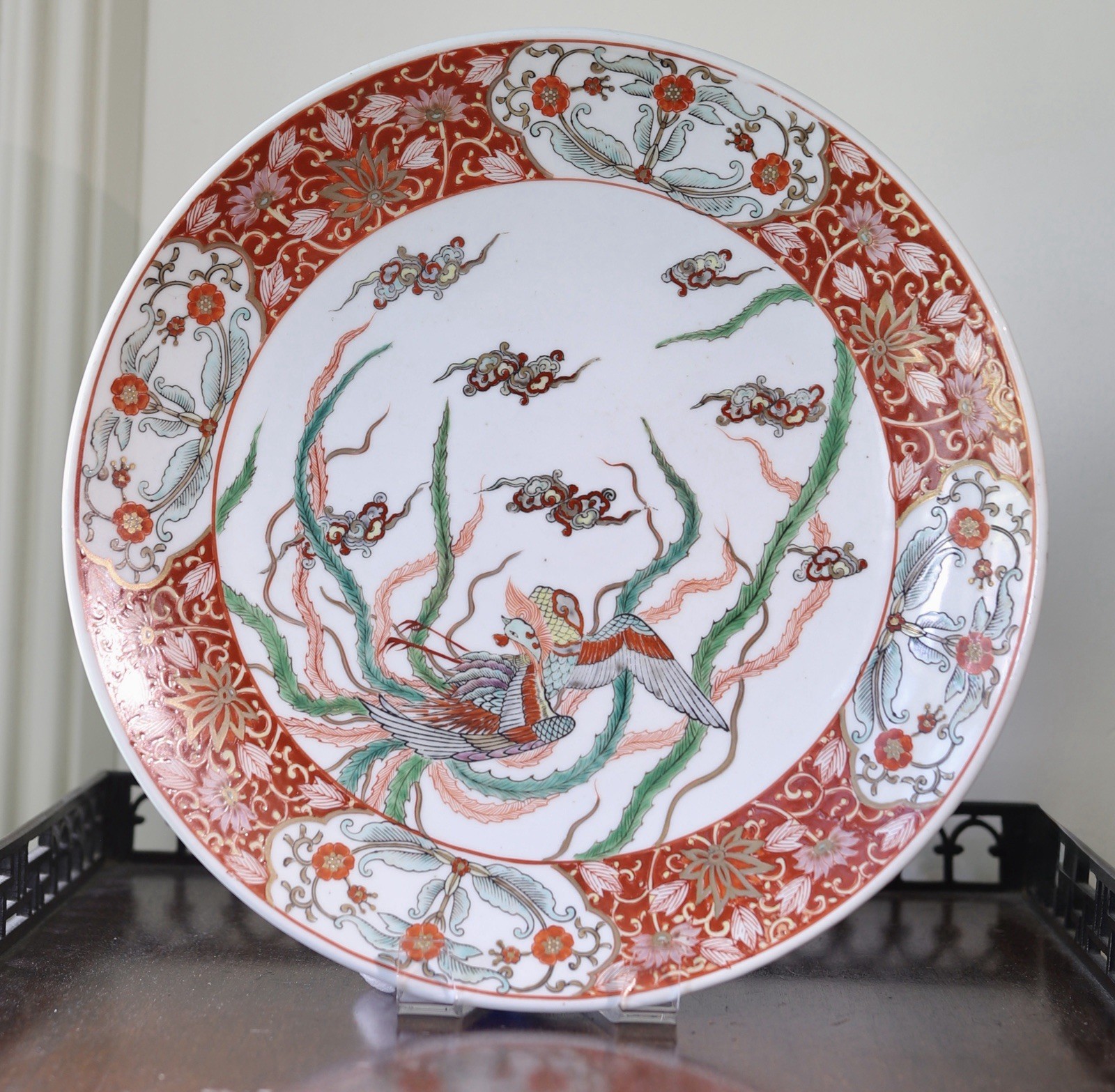 A Chinese famille verte porcelain phoenix charger Qing dynasty, 19th century