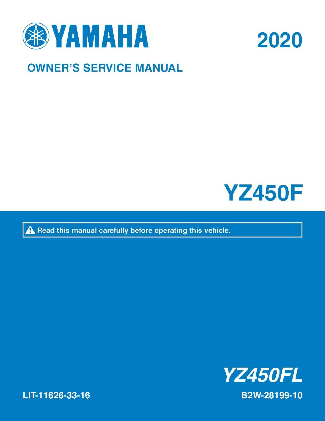 Yamaha owners service manual 2020 YZ450F    YZ450FL