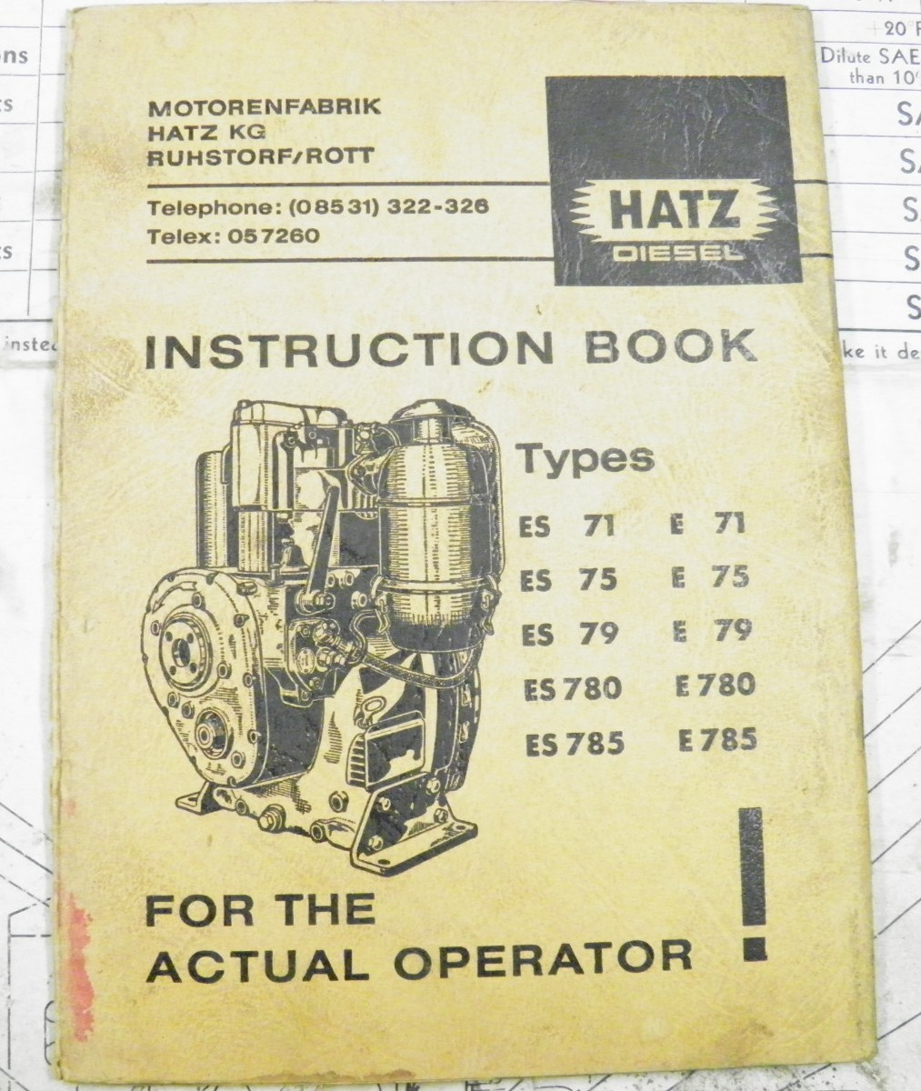 HATZ  ES71 E75 E79 ES780 ES785  E71 E75 E79 E780 E785 INSTRUCTION BOOK