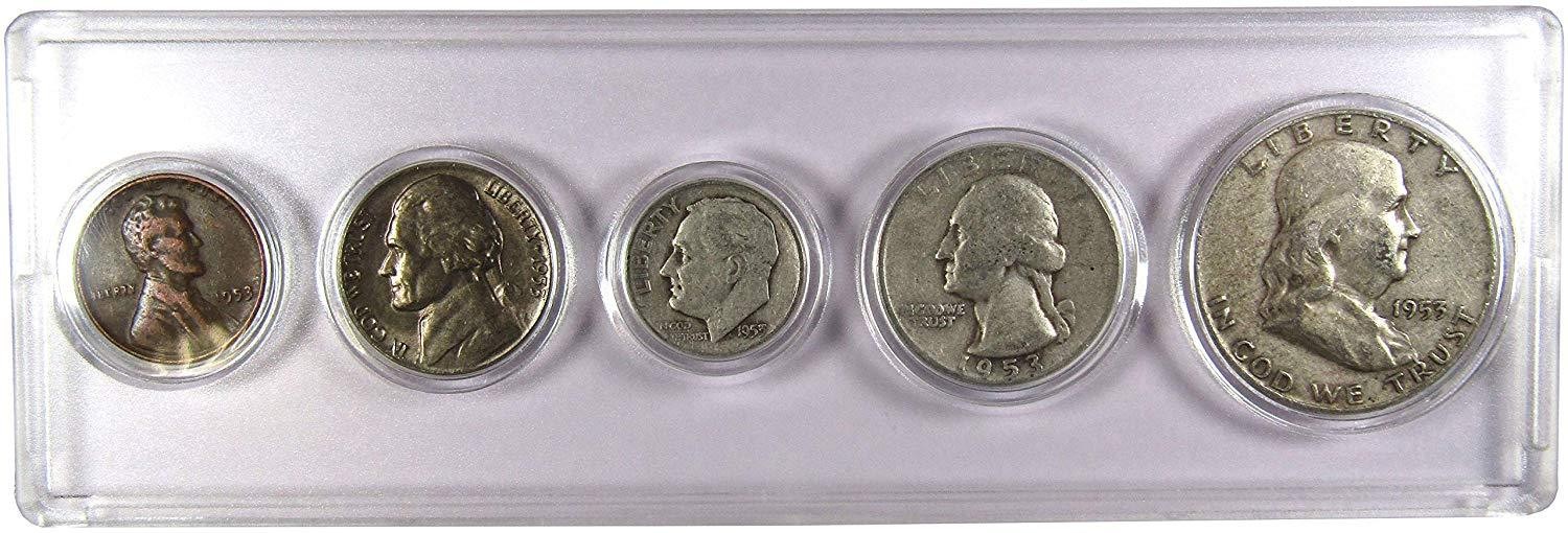 1953 Year Set 5 Coins in Circulated or Better Condition Gift Set