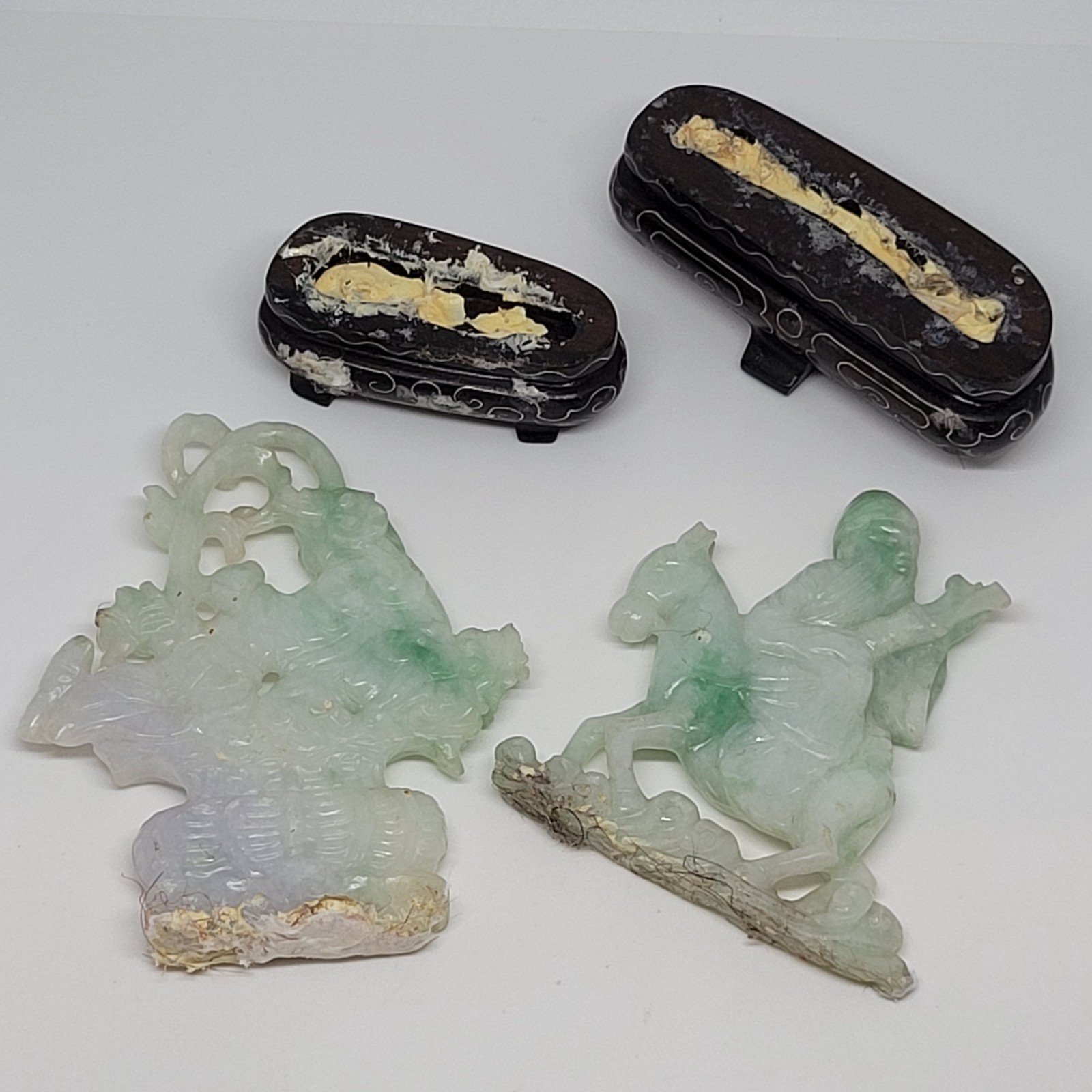 (1/4) Vintage Oriental(?) Chinese(?) Carved Jade(?) Jadite(?) Mineral Statuettes