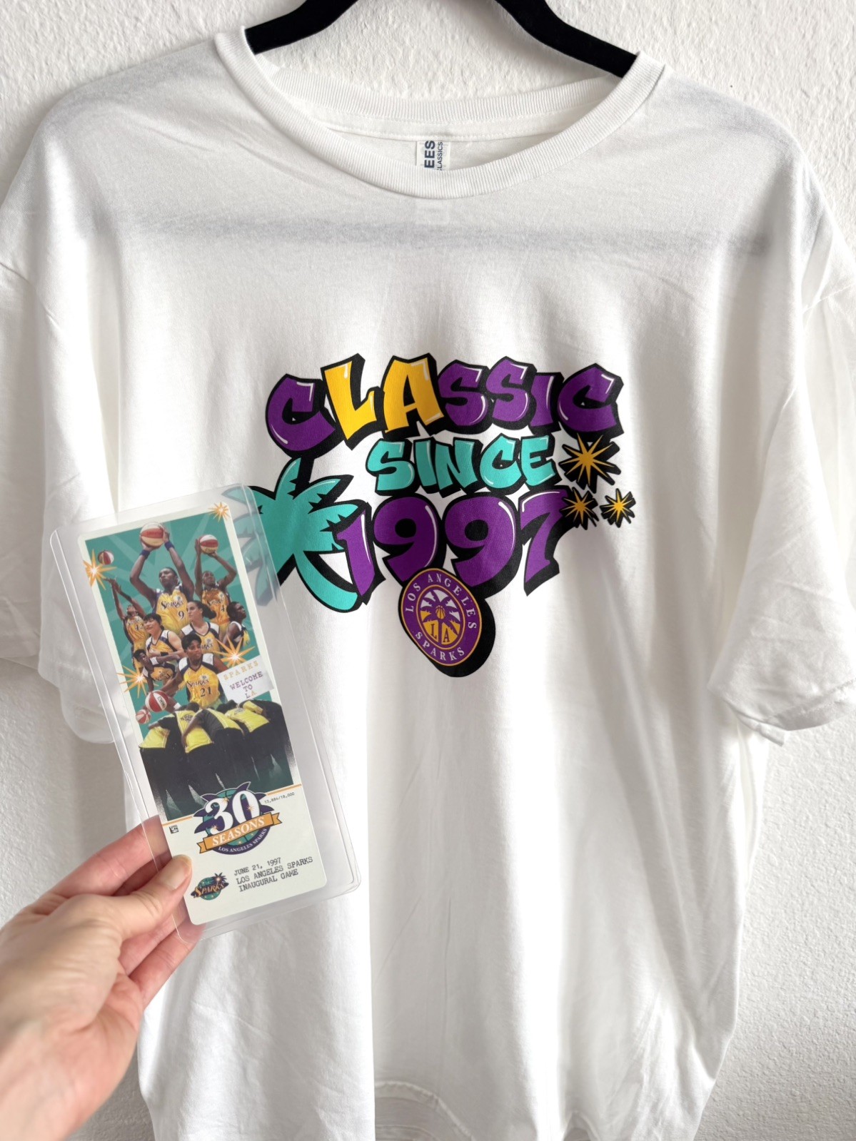 WNBA Los Angeles Sparks 30th Anniversary Commemorative Ticket w Sleeve + 90s Tee WNBA Los Angeles Sparks 30th Anniversary Commemorative Ticket w Sleeve + 90s Tee