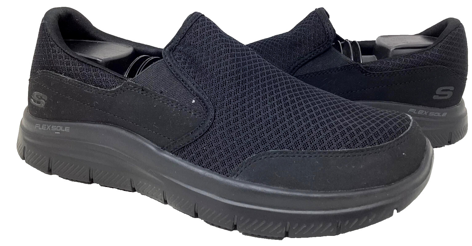 Skechers Men's Work McAllen Slip Resistant Slip On Shoes Black Size:11 156RT