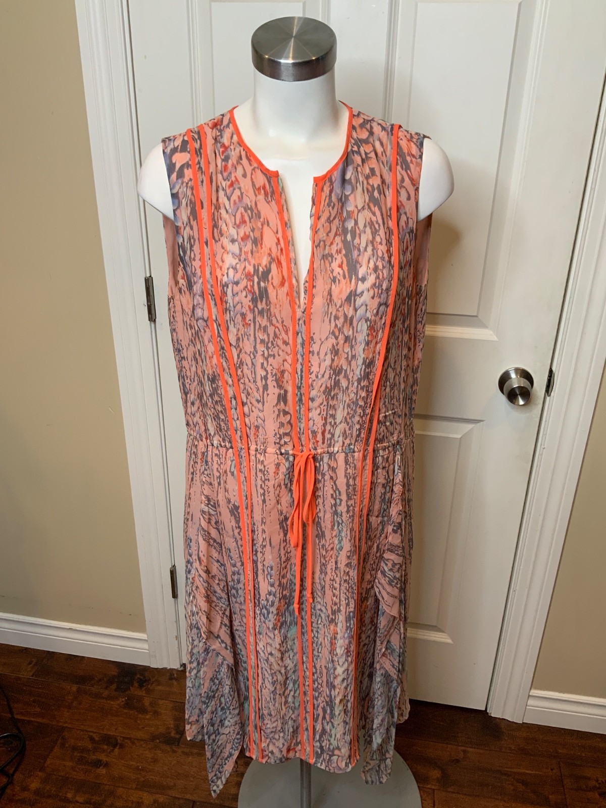 BCBG Max Azria Liya Pink Clay Combo Patterned Sleeveless Dress, Size M