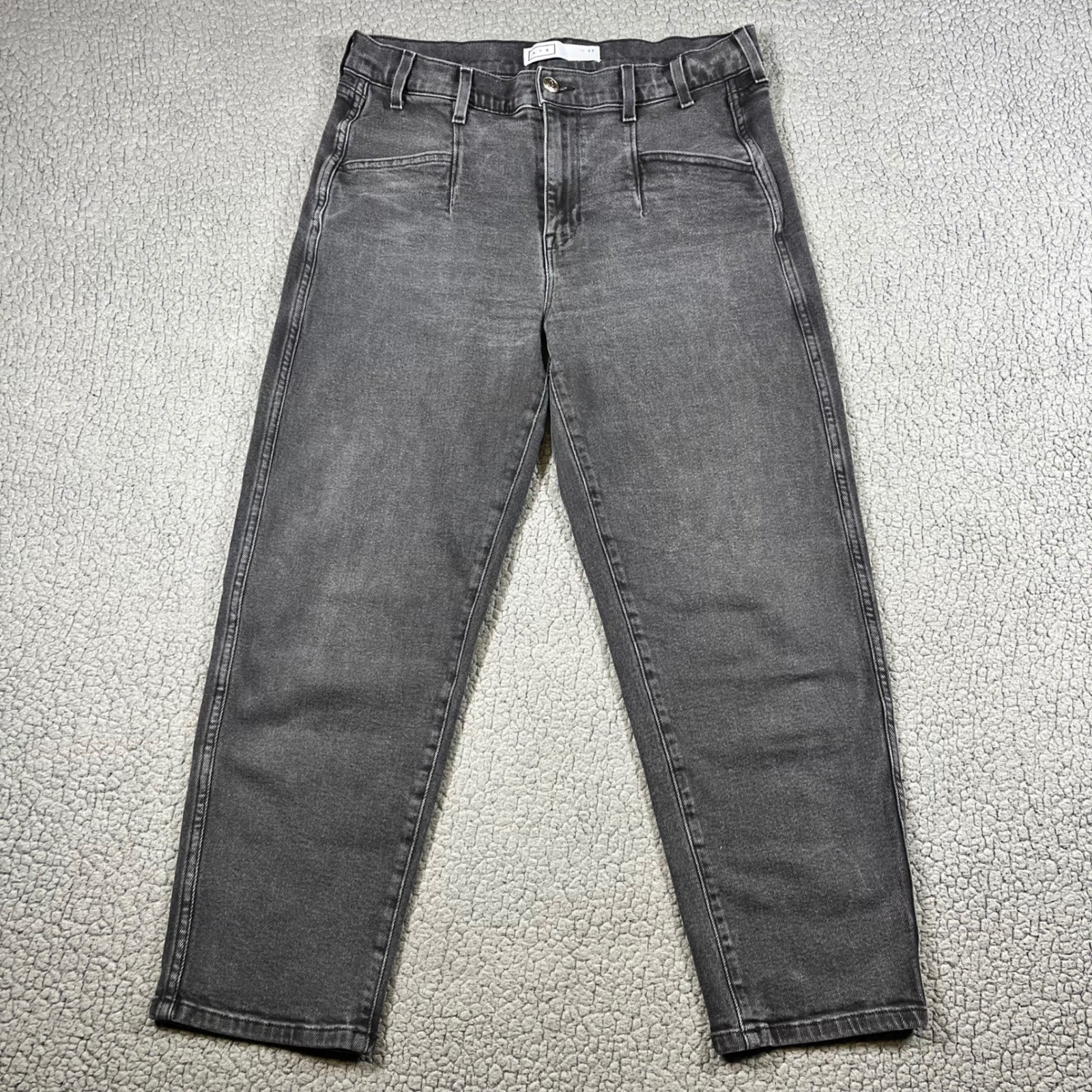 AYR The Beat Jeans Womens 32 Faded Black High Rise Straight Leg Cropped Denim AYR The Beat Jeans Womens 32 Faded Black High Rise Straight Leg Cropped Denim