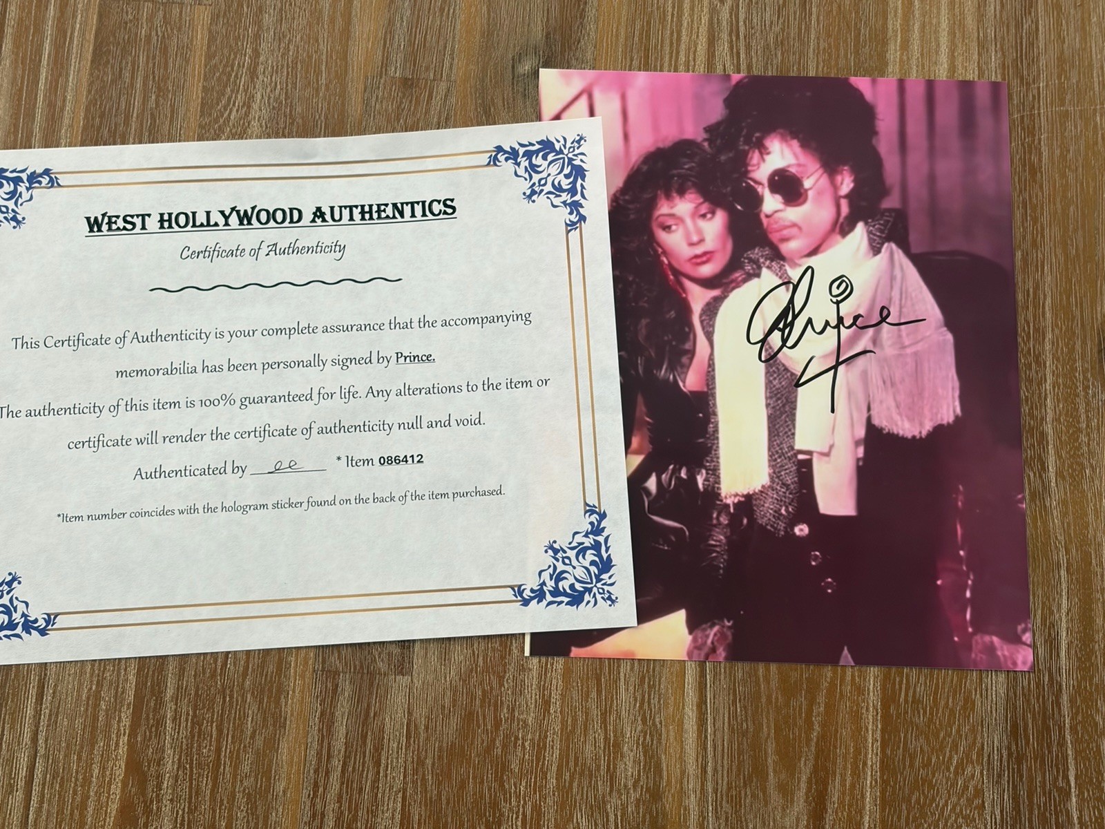 Prince autographed 8x10 photo, signed, authentic, Purple Rain, COA Prince autographed 8x10 photo, signed, authentic, Purple Rain, COA