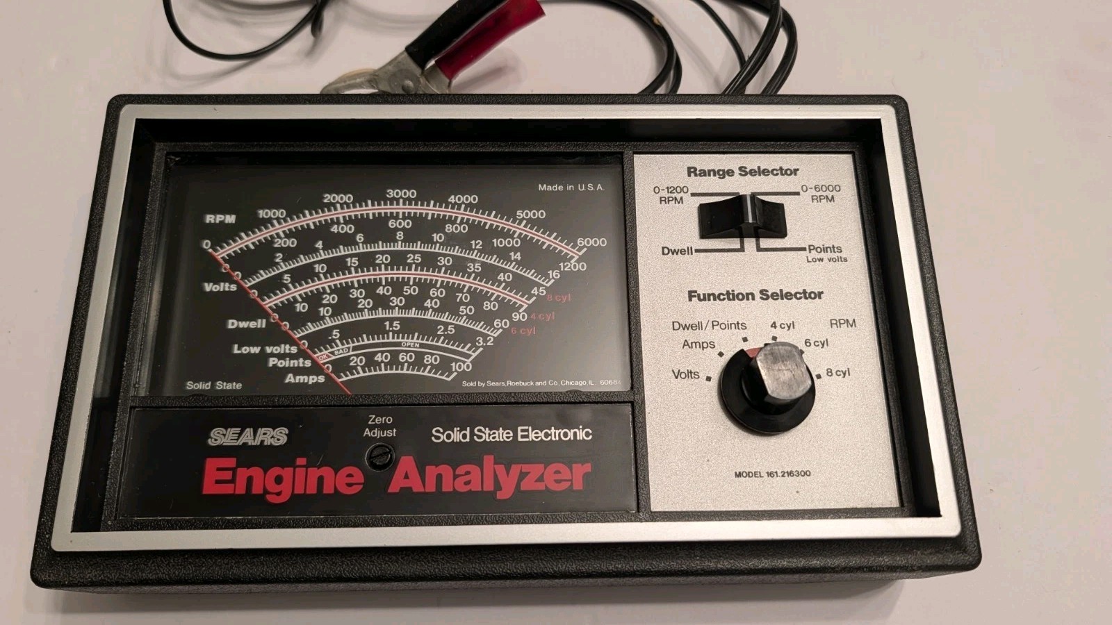 Vintage Sears 161.216300 Solid State Engine Analyzer RPM Dwell Volts Amps USA