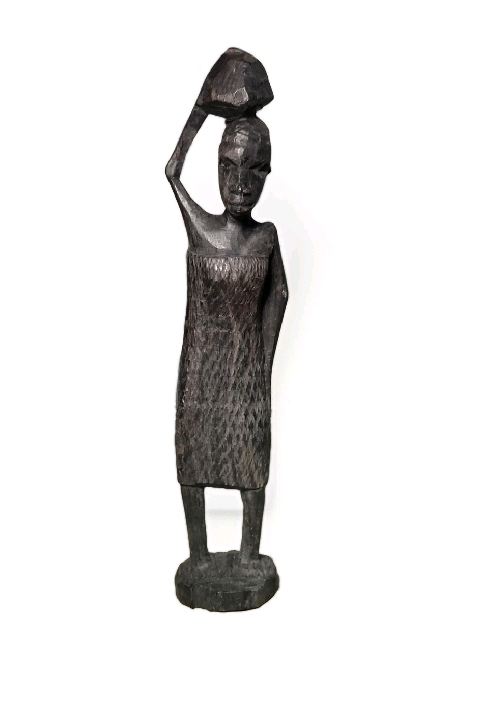 African Sculpture Tribal Woman Carrying Bowl on Her Head African Sculpture Tribal Woman Carrying Bowl on Her Head