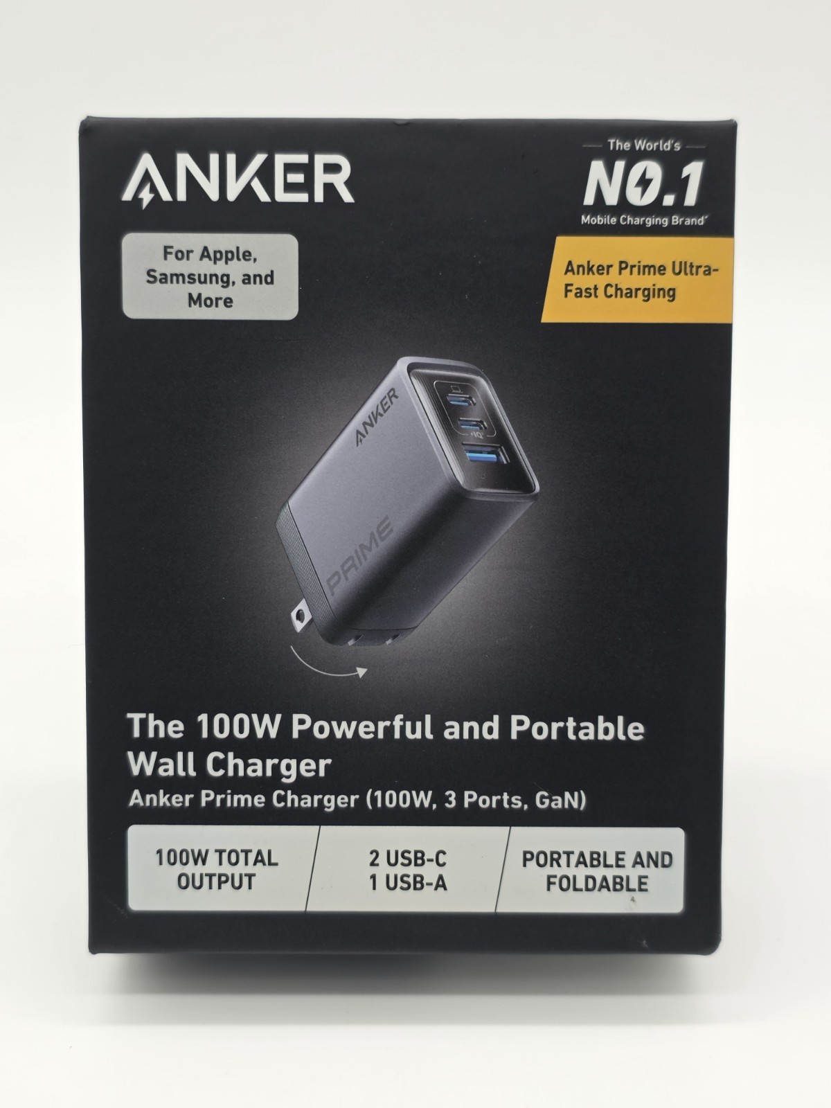 ANKER Prime Charger 100W, 3 Port, GAN Model A2688 SEALED ANKER Prime Charger 100W, 3 Port, GAN Model A2688 SEALED