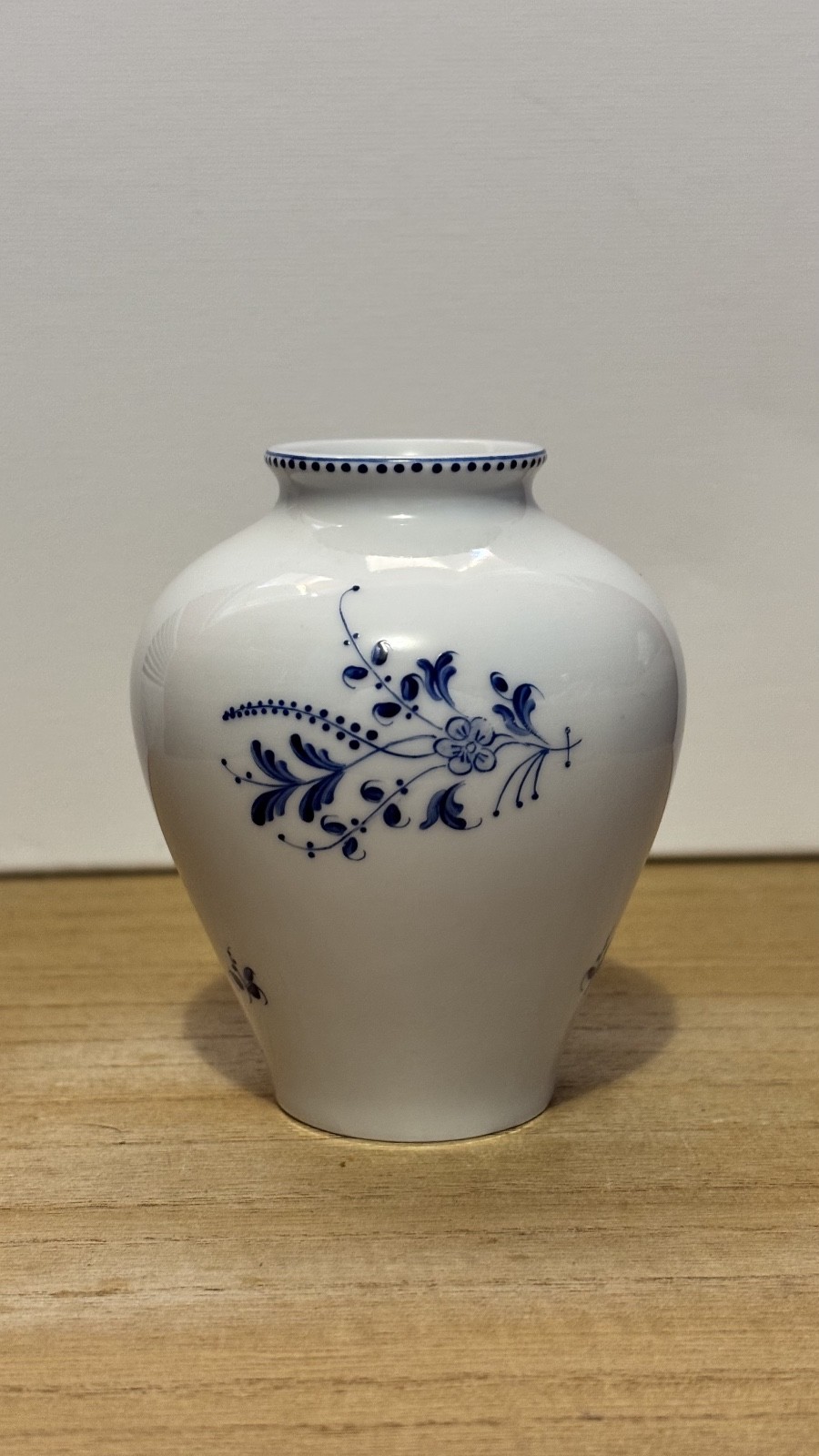 Vintage French Bleu d'Arras Porcelain Mini Vase, Hand-Painted Cobalt Blue Floral