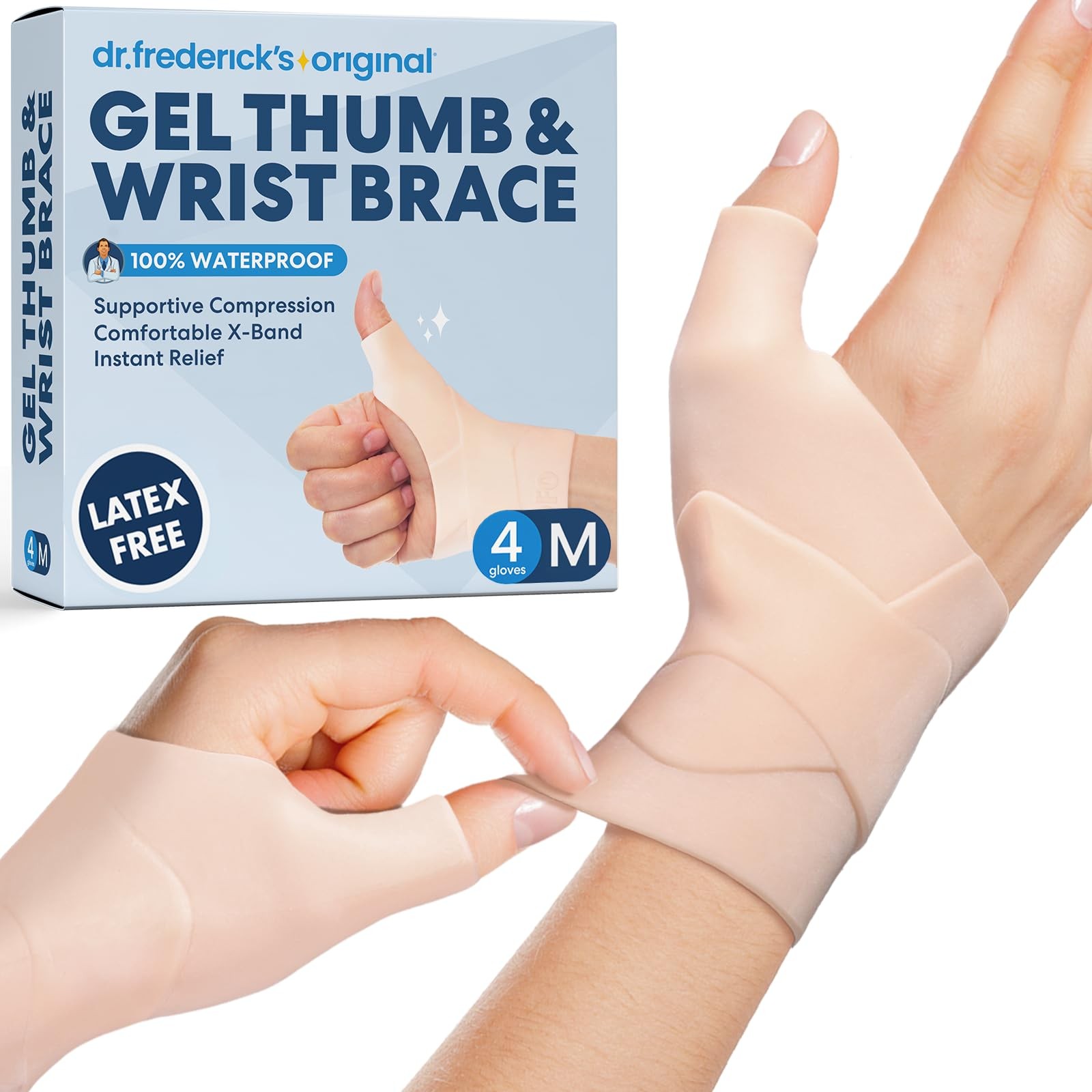 Dr. Frederick\'s Waterproof Thumb Spica Wrist Brace 4 Pack Medium Nude Dr. Frederick\'s Waterproof Thumb Spica Wrist Brace 4 Pack Medium Nude