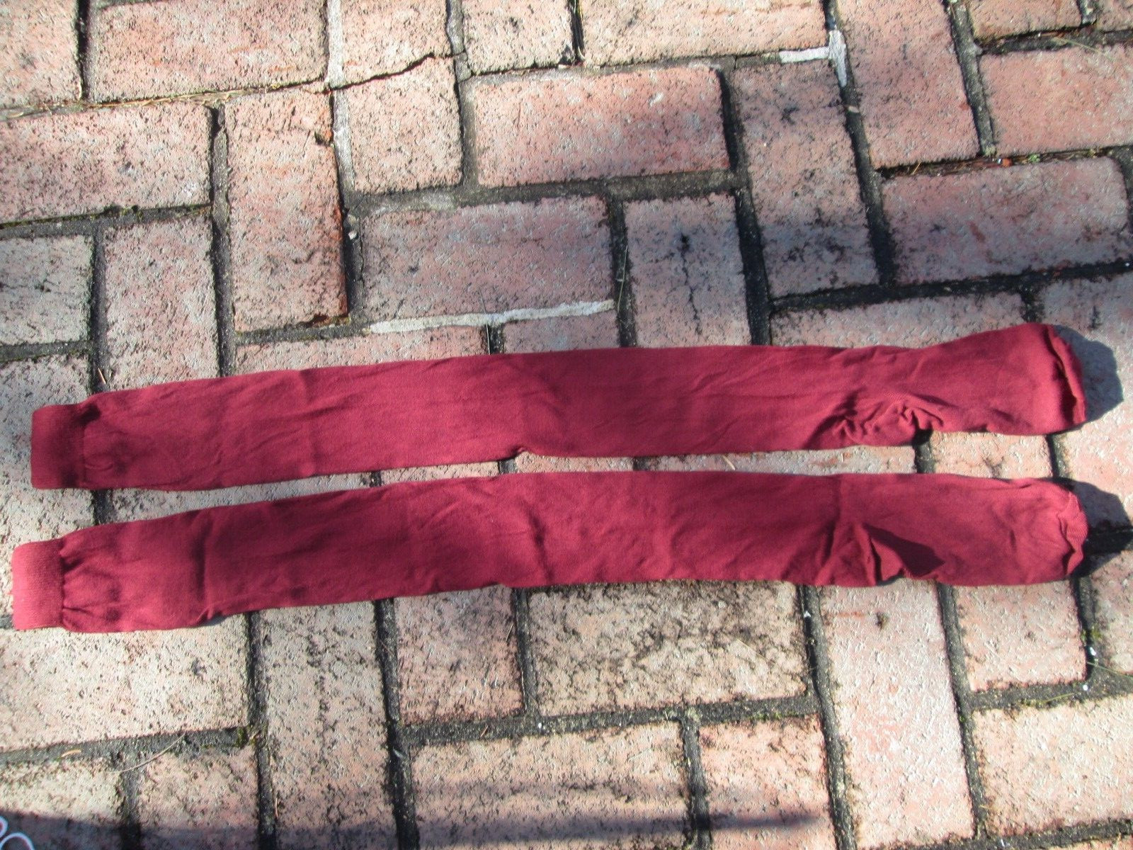 REENACTOR COLONIAL REV WAR 18TH C STOCKING MAROON WINE CRANBERRY COTTON FOOTWEAR