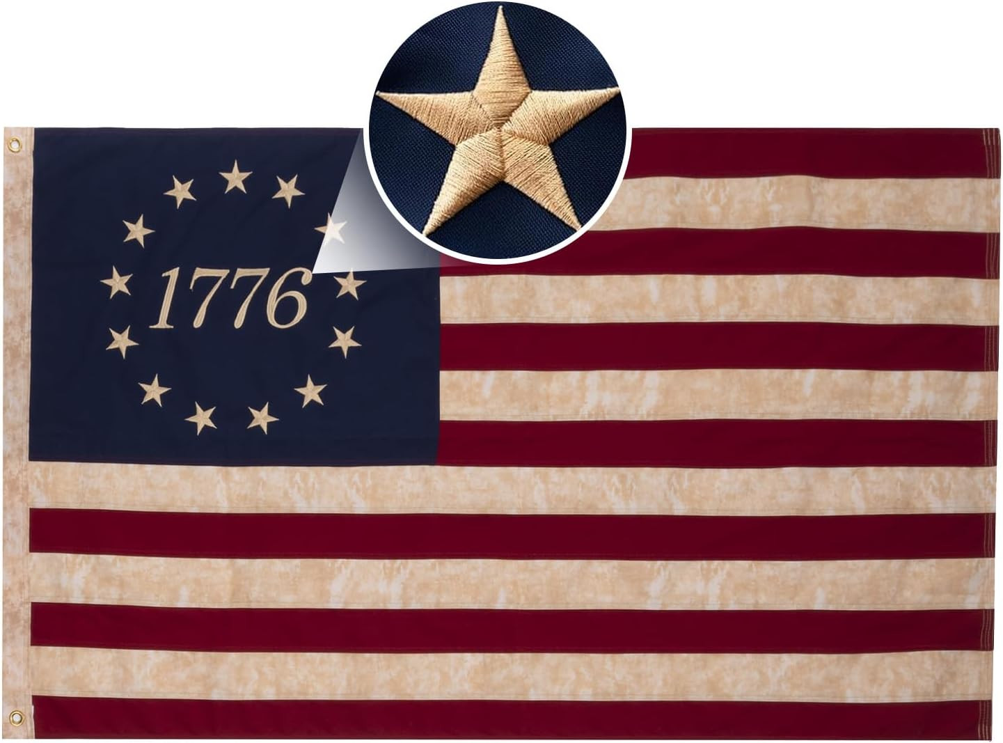 AMZFLAG Cotton Vintage 1776 Betsy Ross Flag 3X5 Ft Outdoor Tea Stained 1776 Amer AMZFLAG Cotton Vintage 1776 Betsy Ross Flag 3X5 Ft Outdoor Tea Stained 1776 Amer