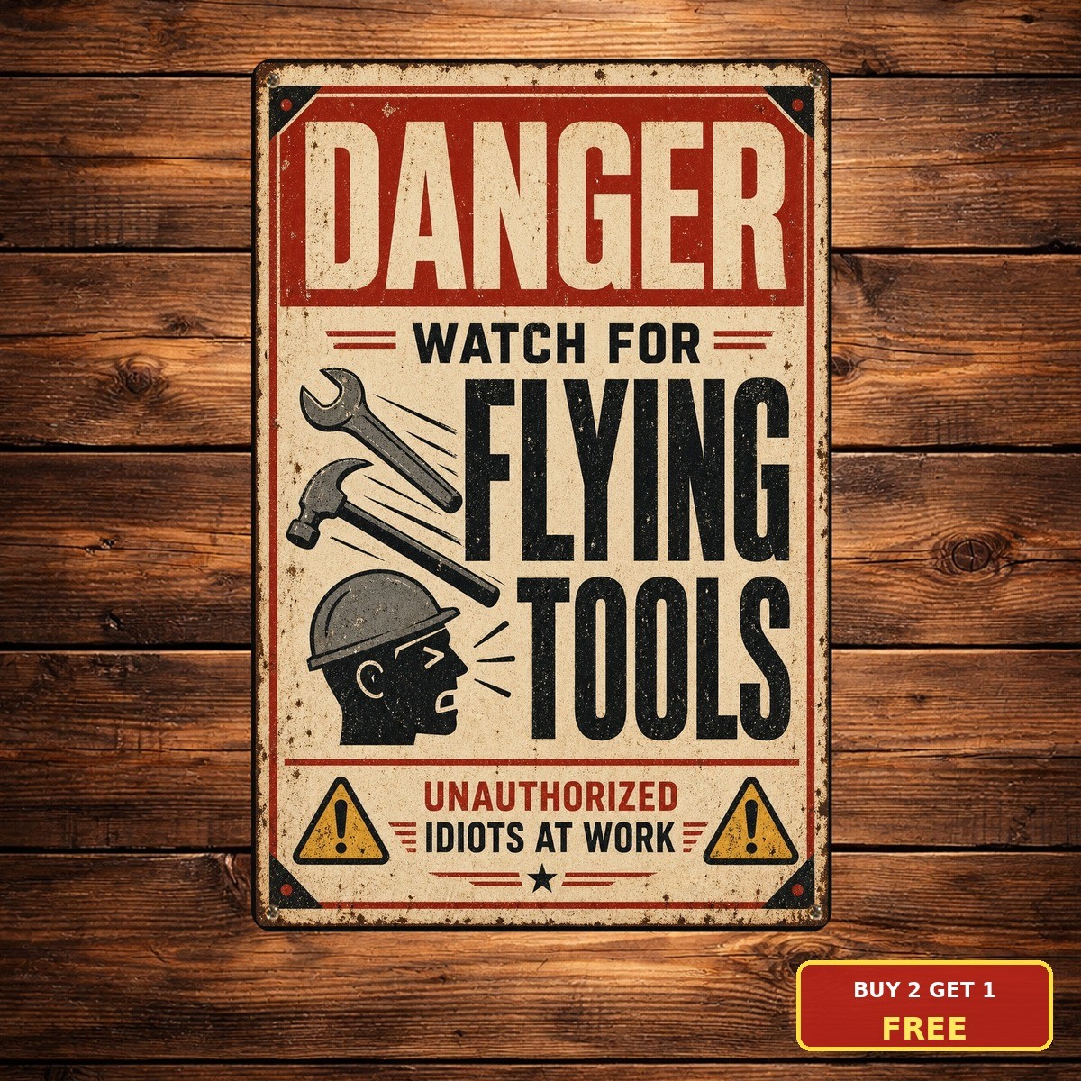 Danger Watch Flying Objects Warning Retro Metal Wall Decor Sign