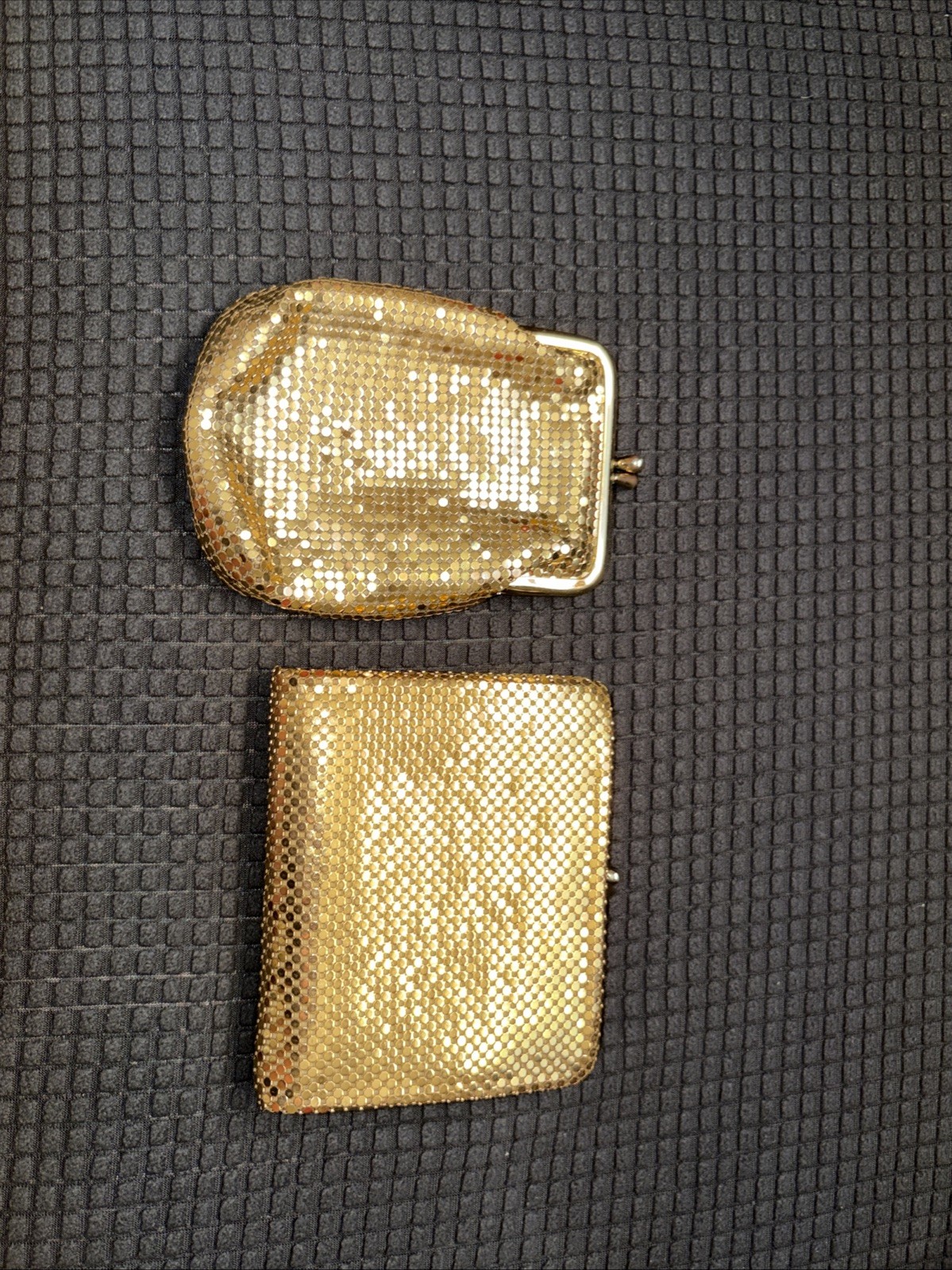 Vintage Whiting and Davis Gold Mesh Kiss Lock Coin Purse & 1 Matching Bifold Vintage Whiting and Davis Gold Mesh Kiss Lock Coin Purse & 1 Matching Bifold
