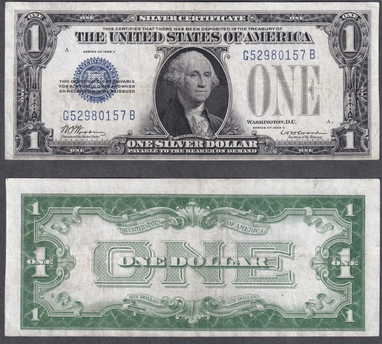 1928-C $1 Funnyback Silver Certificate Fr. 1603 KEY 1928c SC 1928-C $1 Funnyback Silver Certificate Fr. 1603 KEY 1928c SC