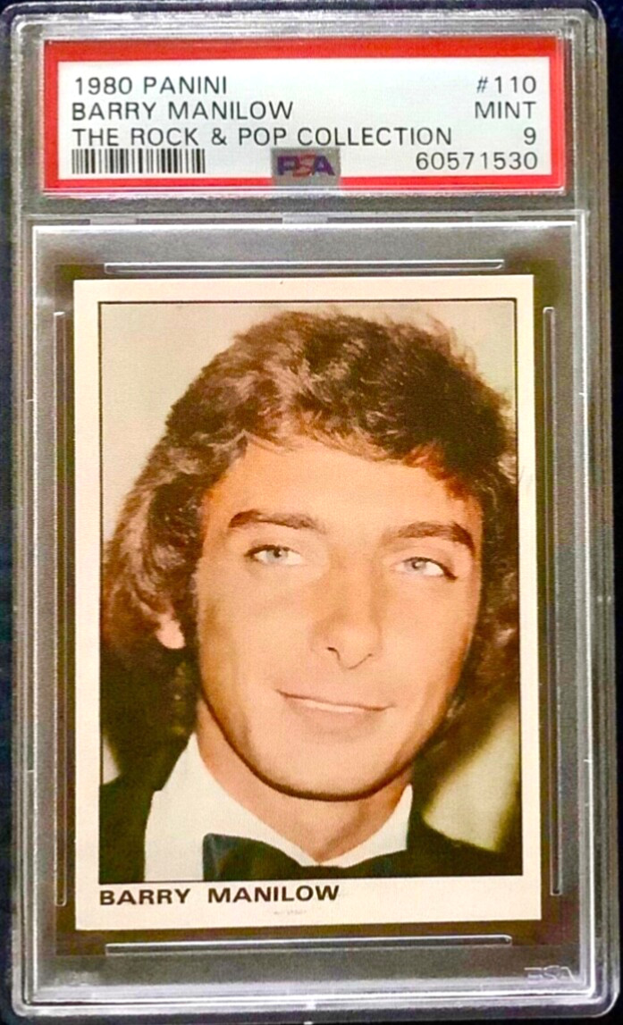 1980 BARRY MANILOW Trading Card Panini Rock & Pop #110 RC PSA 9 Pop 2 Highest