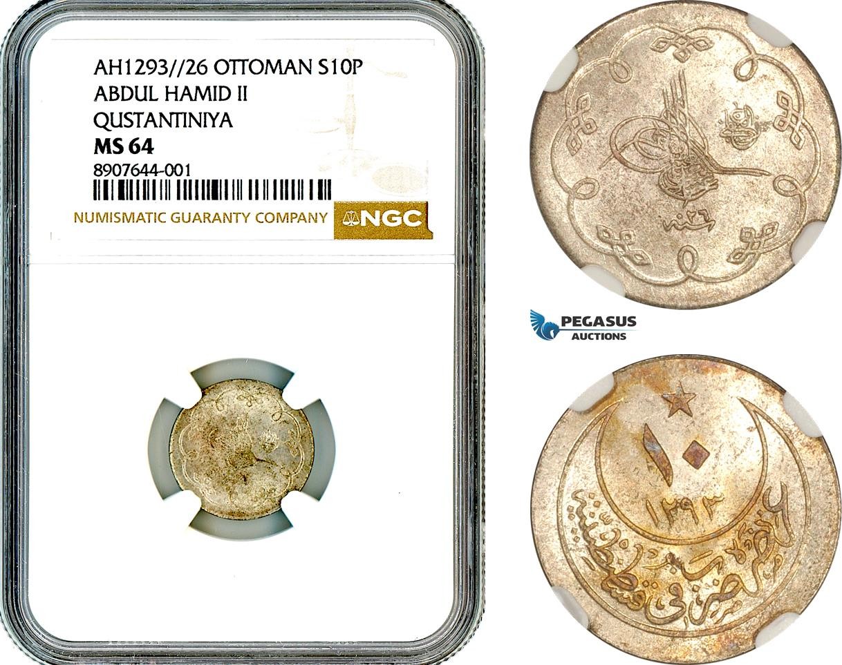 AM441, Turkey, Ottoman Empire, Abdulhamid II, 10 Para AH1293//26, NGC MS64