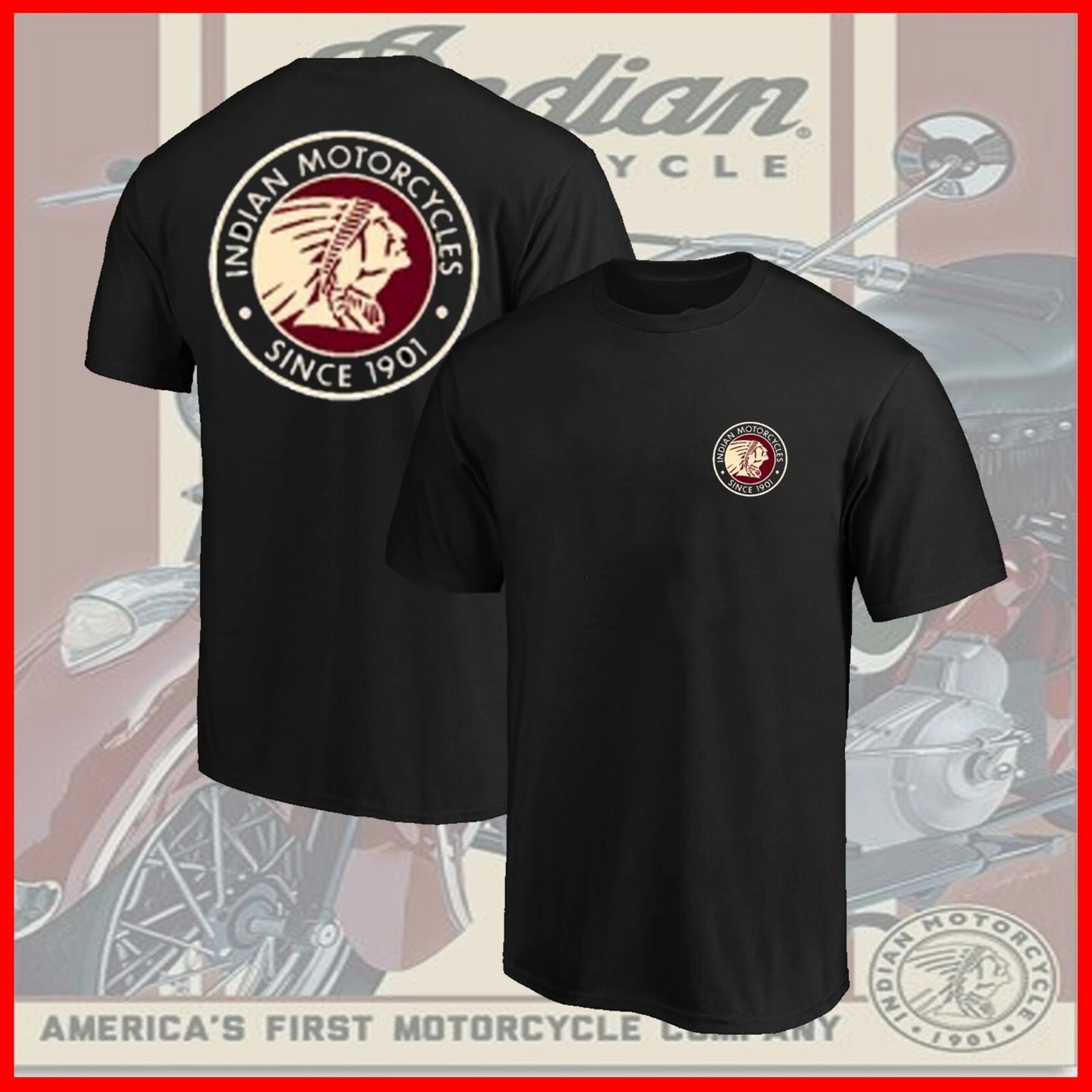 Vintage Men's Indian Motorcycle Both Sides Unisex T Shirt, Gift For Fan S-5XL Vintage Men's Indian Motorcycle Both Sides Unisex T Shirt, Gift For Fan S-5XL