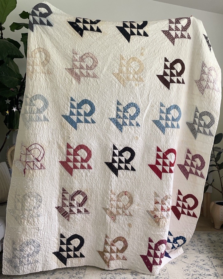 Vintage Primitive Basket Quilt 74x80 Handmade Vintage Primitive Basket Quilt 74x80 Handmade