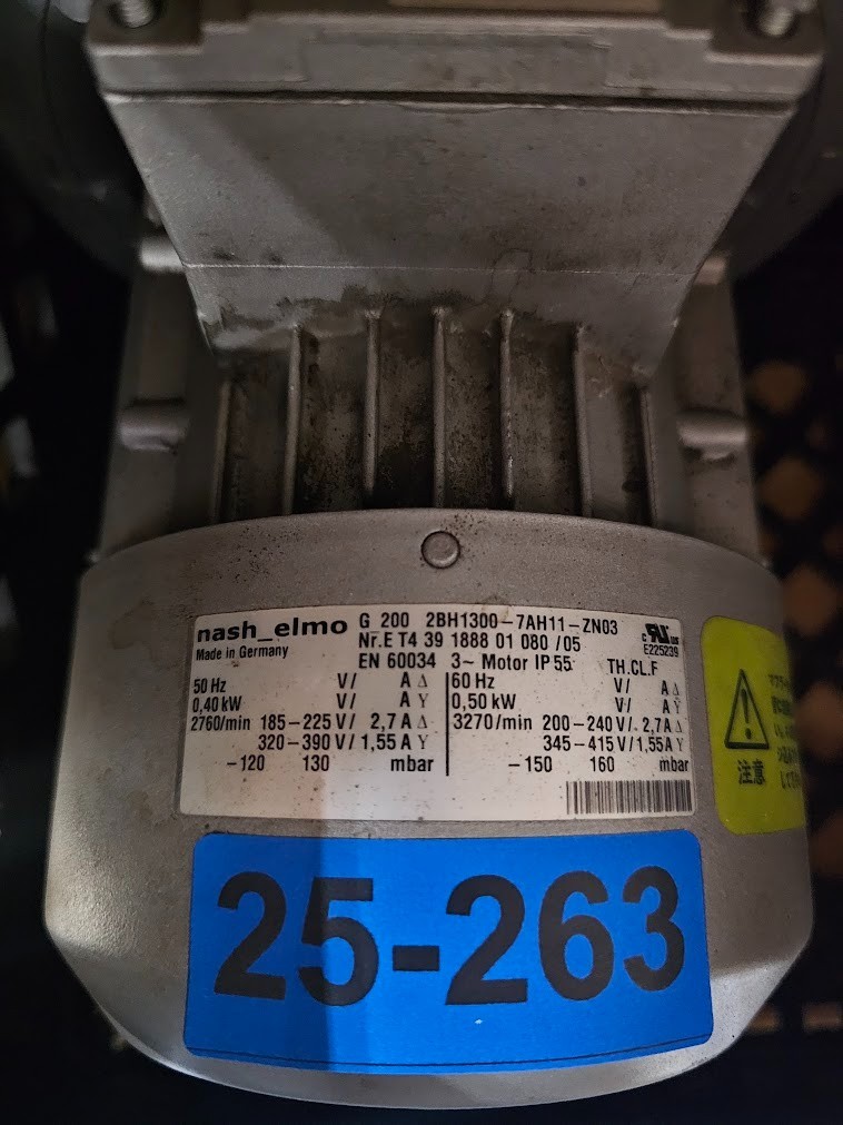 Gardner Denver Nash-Elmo G 200 2BH1300-7AH11-ZN03 VACUUM PUMP USED Gardner Denver Nash-Elmo G 200 2BH1300-7AH11-ZN03 VACUUM PUMP USED