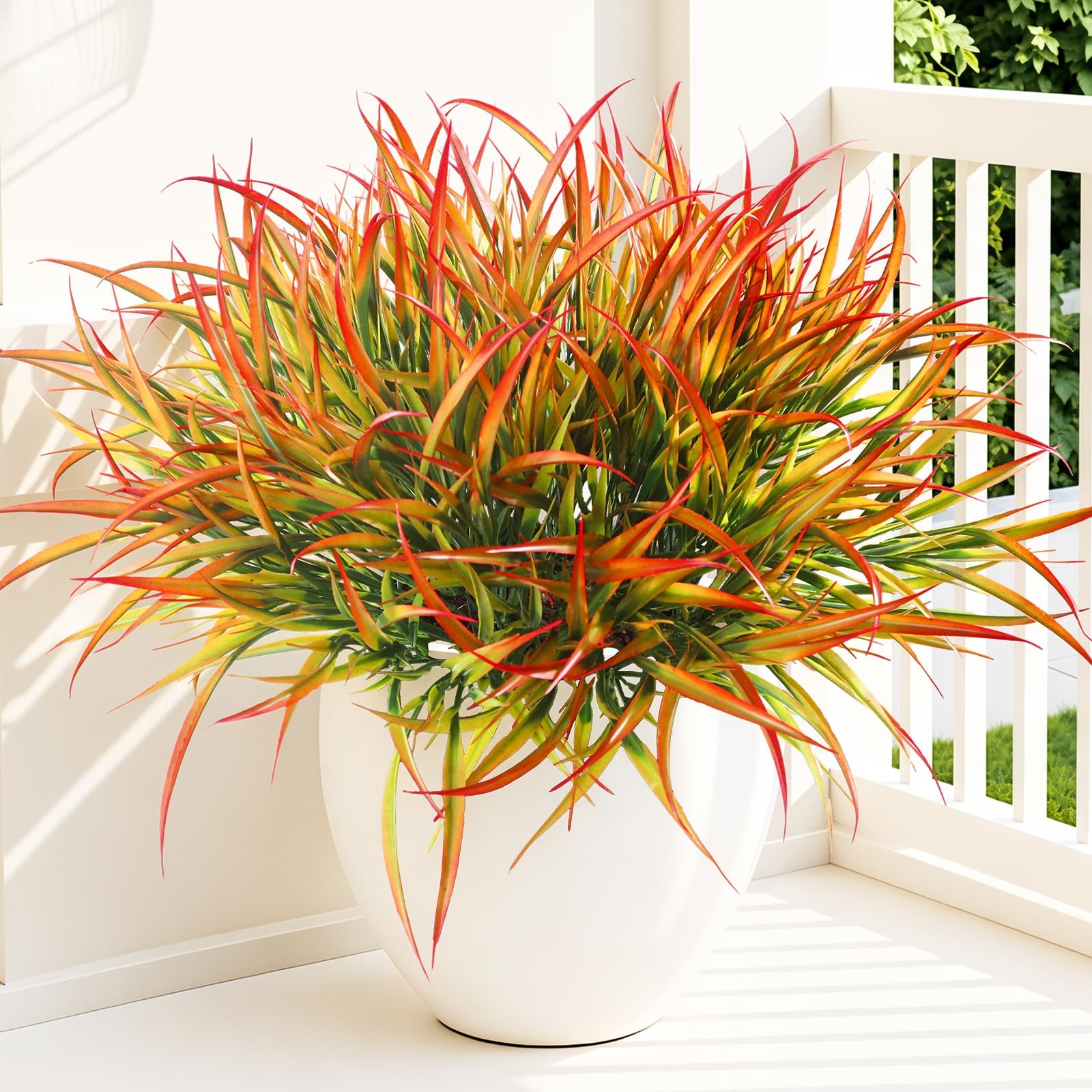 12 Bundles Artificial Outdoor Plants UV Resistant Fake Grass Plants Faux Plas...