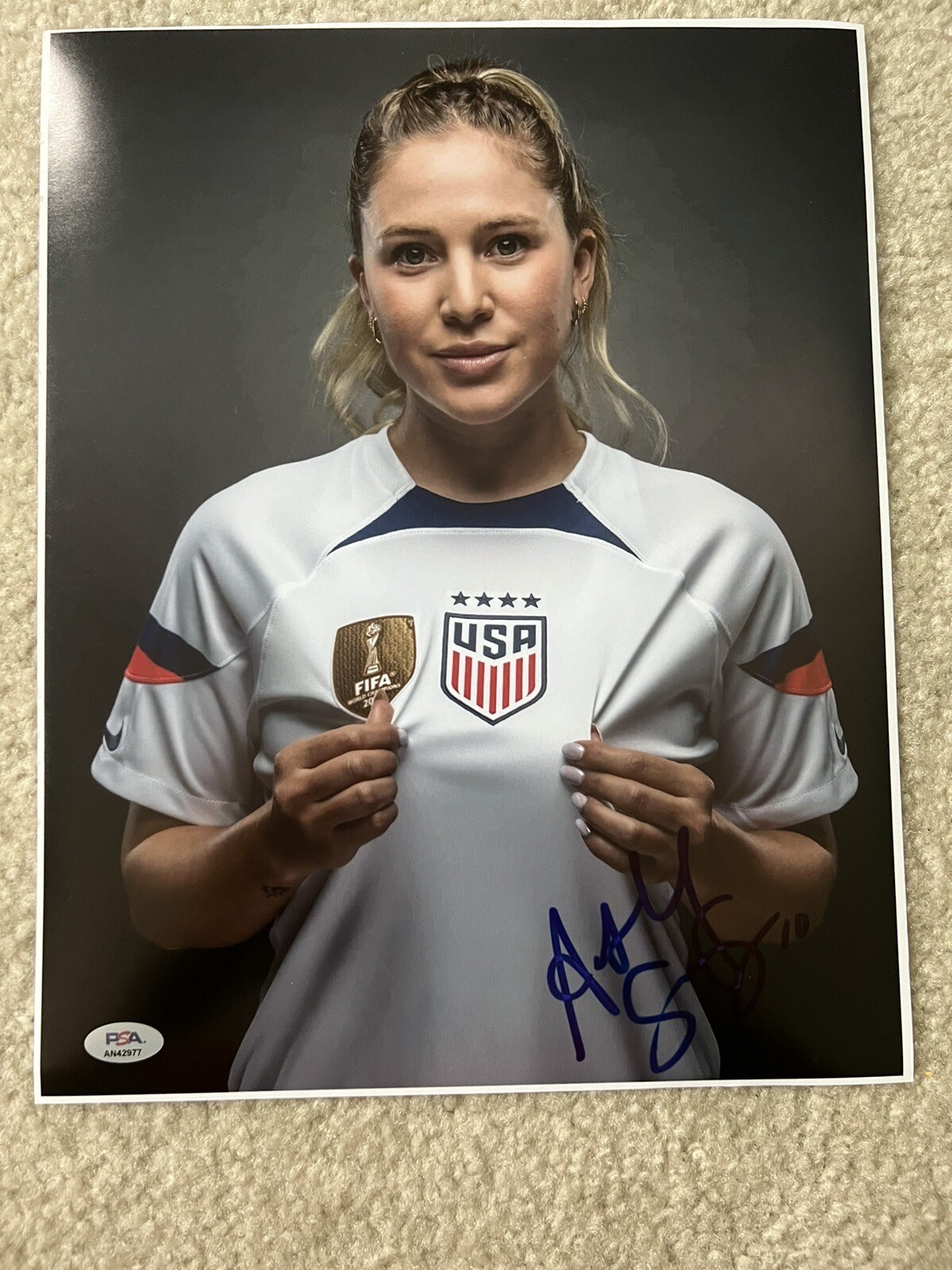 Ashley Sanchez Signed 11x14 Photo USWNT Soccer USA World Cup Autograph Psa Coa Ashley Sanchez Signed 11x14 Photo USWNT Soccer USA World Cup Autograph Psa Coa