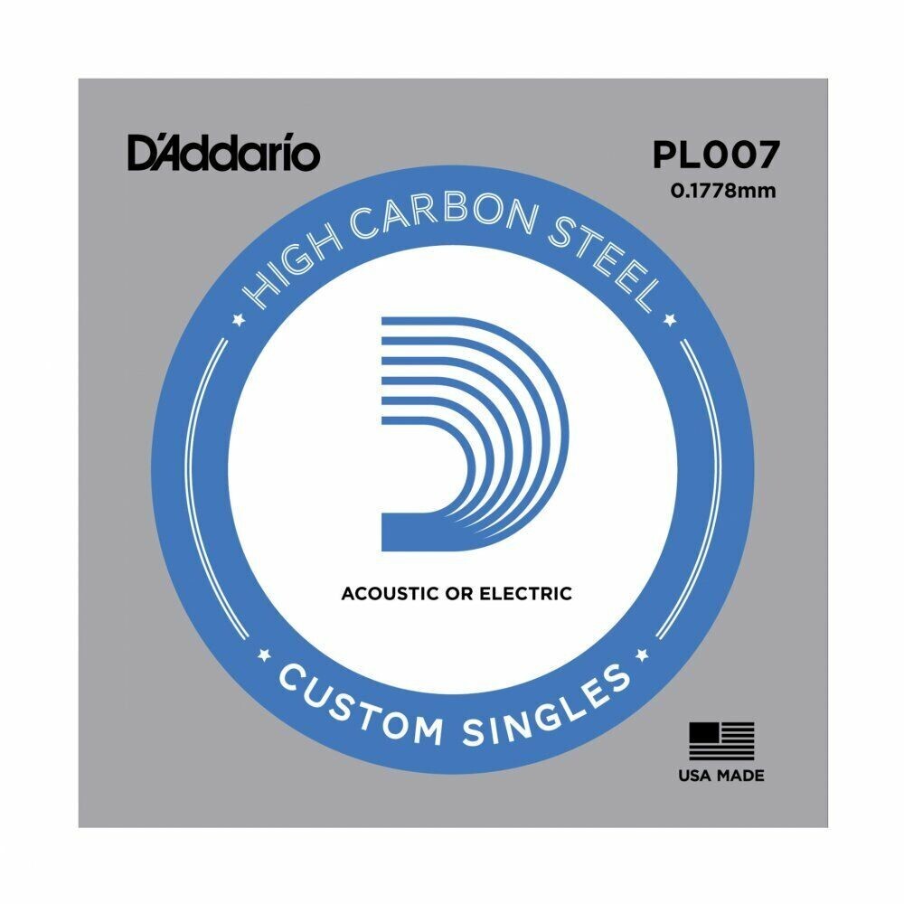 5-Pack D\'Addario .007 Gauge Plain Steel String for Electric or Acoustic Guitar 5-Pack D\'Addario .007 Gauge Plain Steel String for Electric or Acoustic Guitar