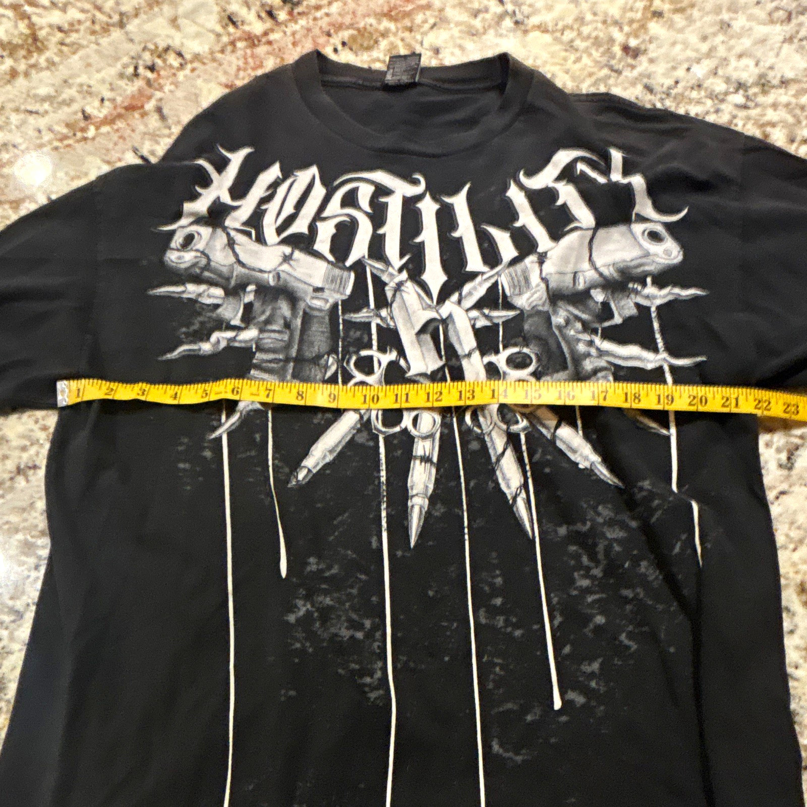 Hostility Men\'s Y2K Style Black Double-Sided Graphic Tee XL Cotton Crew Neck Hostility Men\'s Y2K Style Black Double-Sided Graphic Tee XL Cotton Crew Neck